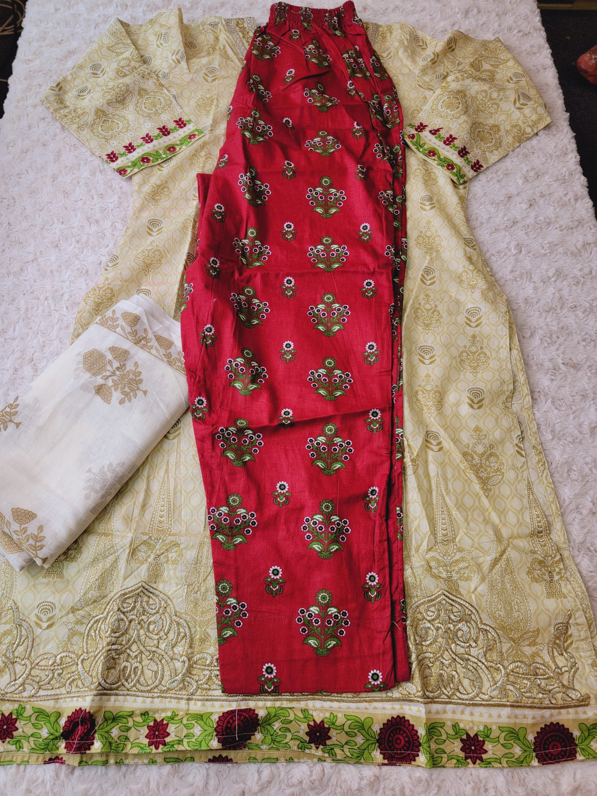 Indian Cotton Stitched Embroidery Suit Ready To Ship