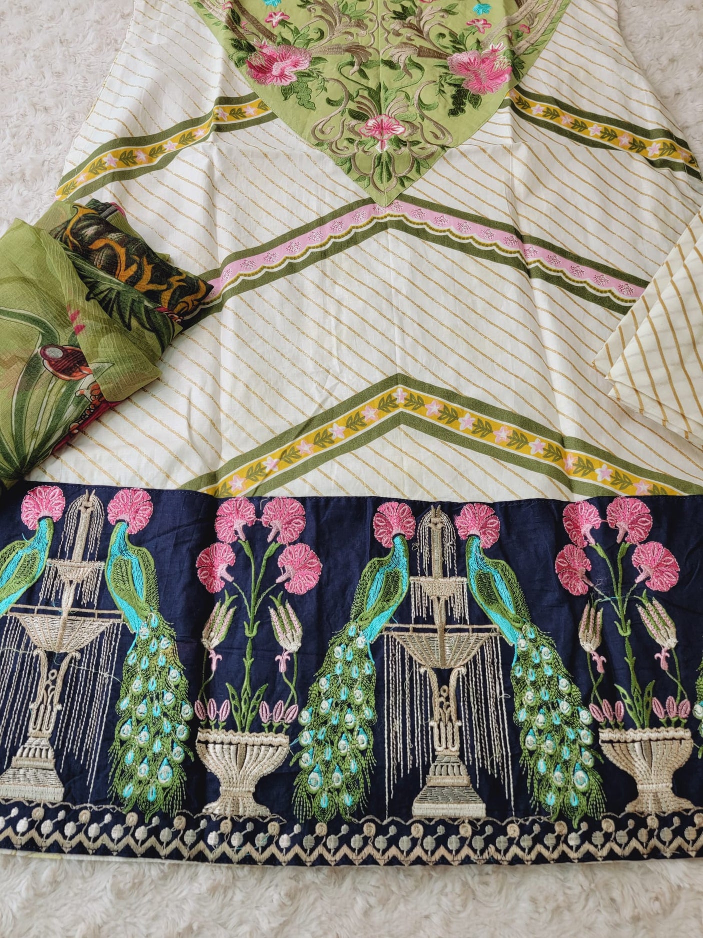 Indian Cotton Stitched Embroidery Suit Ready To Ship