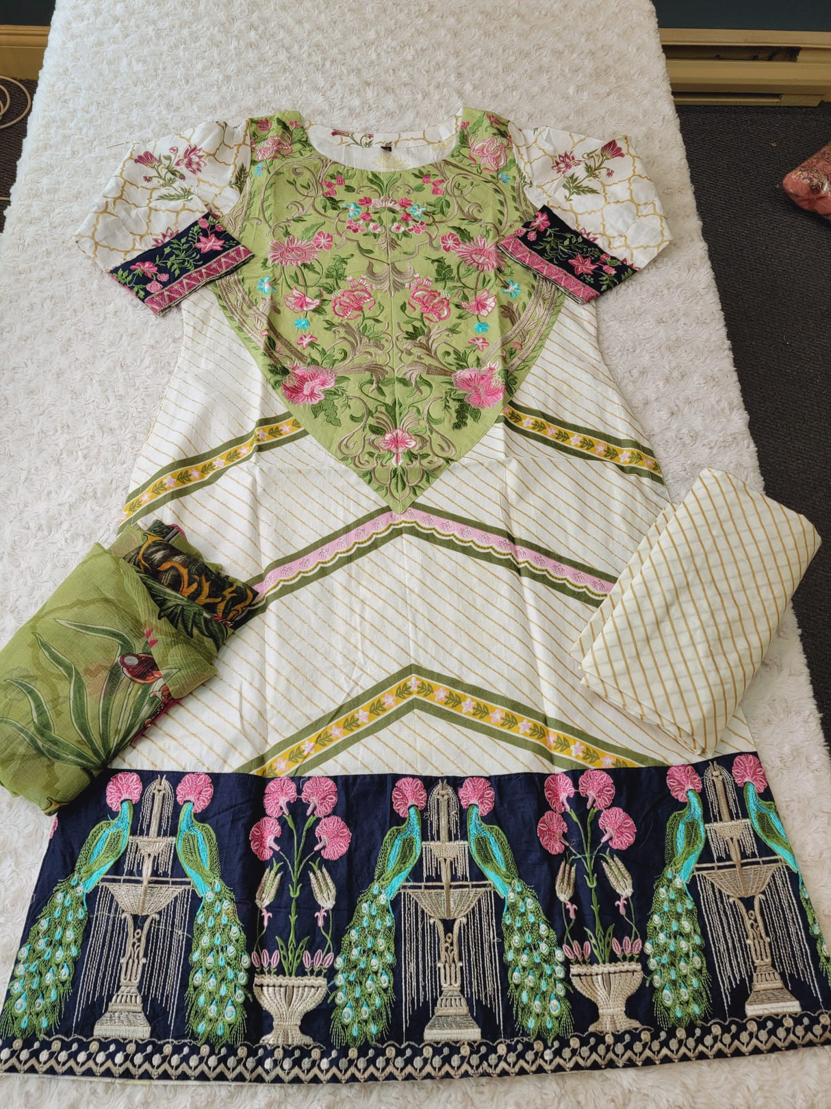 Indian Cotton Stitched Embroidery Suit Ready To Ship