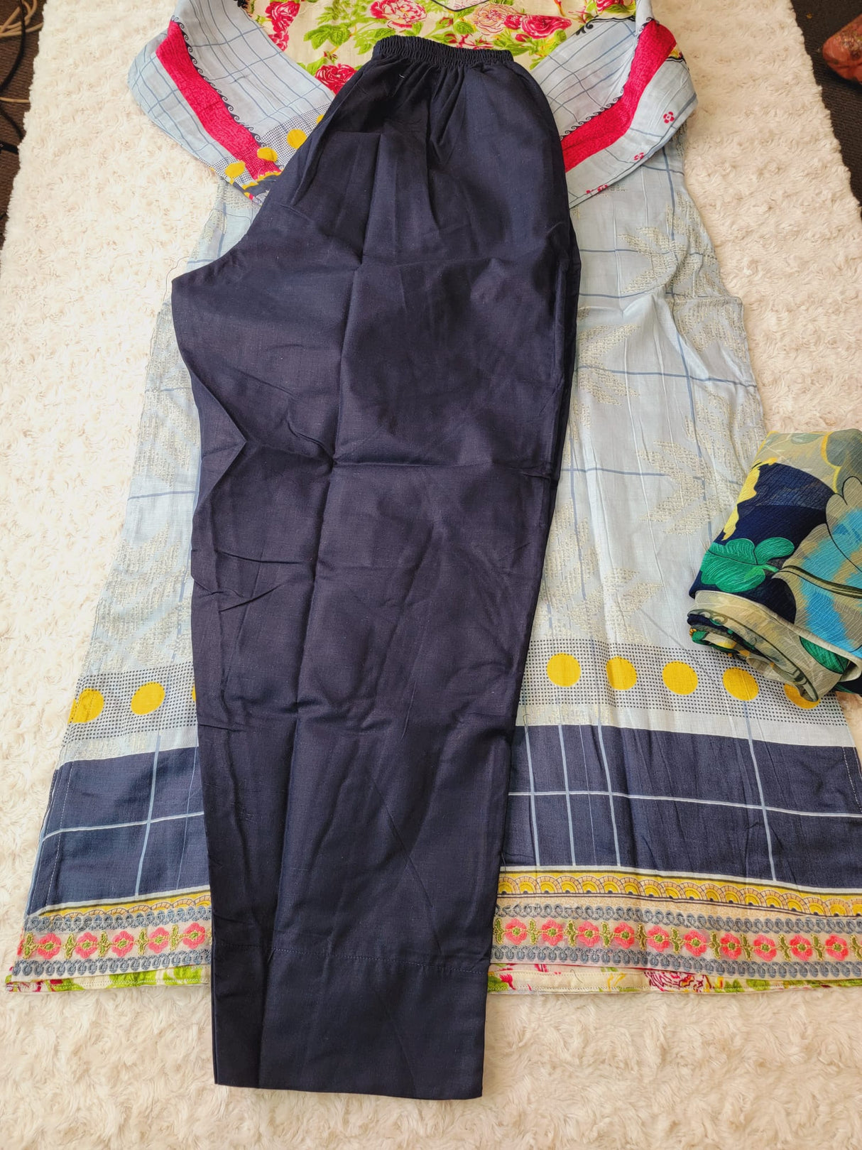 Indian Cotton Stitched Embroidery Suit Ready To Ship