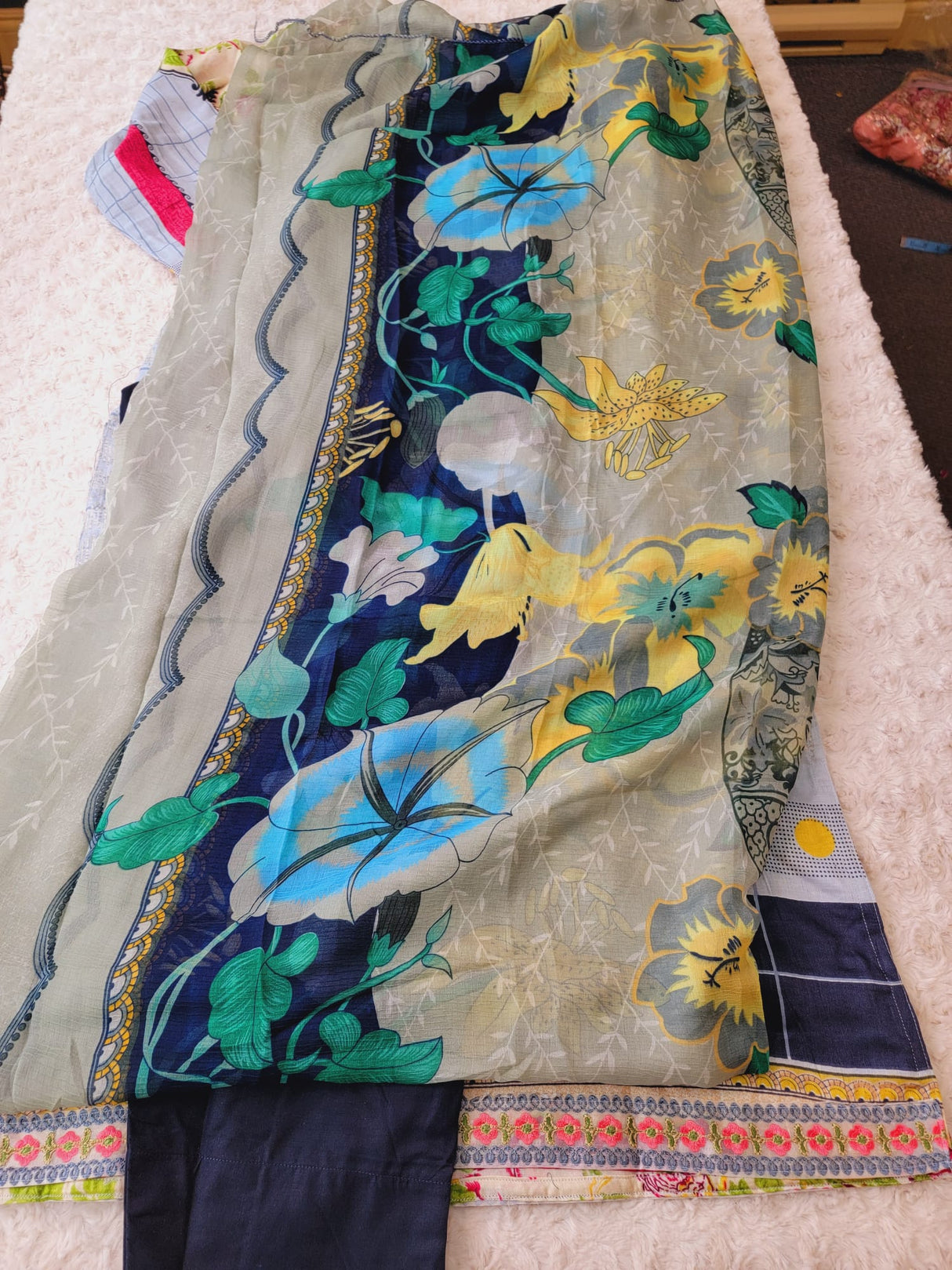 Indian Cotton Stitched Embroidery Suit Ready To Ship