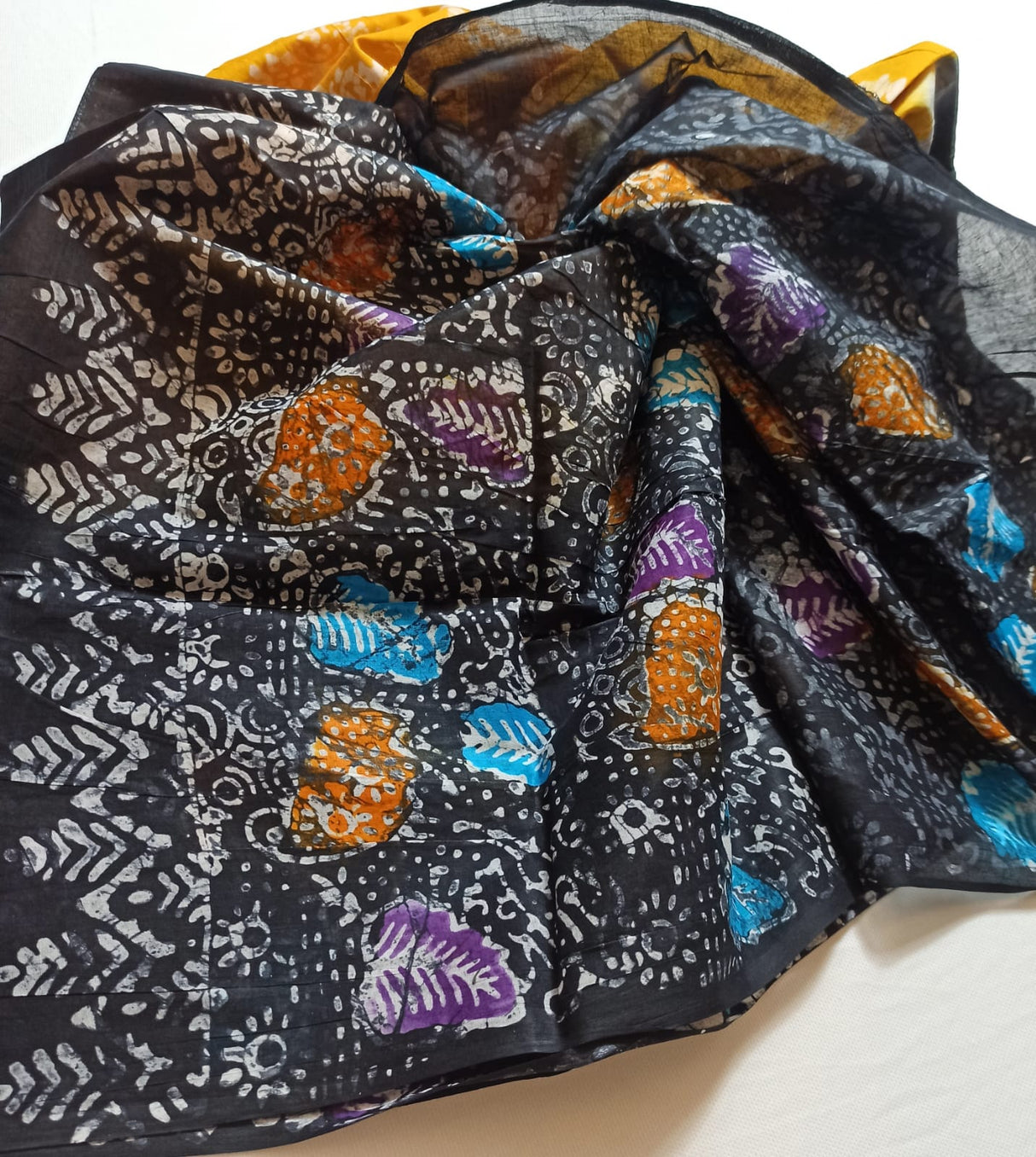 Cotton batik saree with stiched blouse