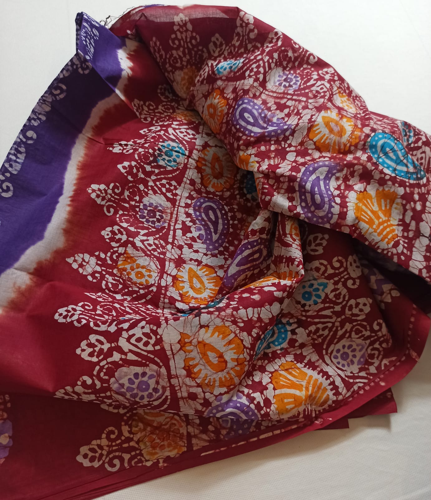 Cotton batik saree with stiched blouse