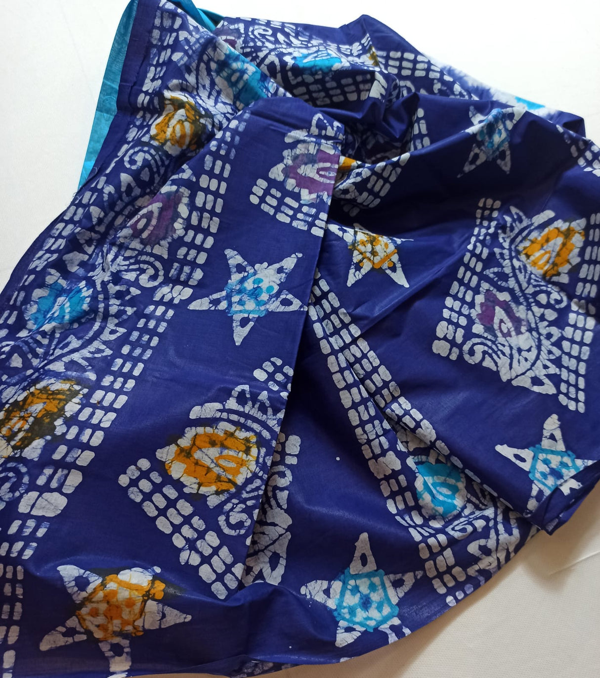 Cotton batik saree with stiched blouse