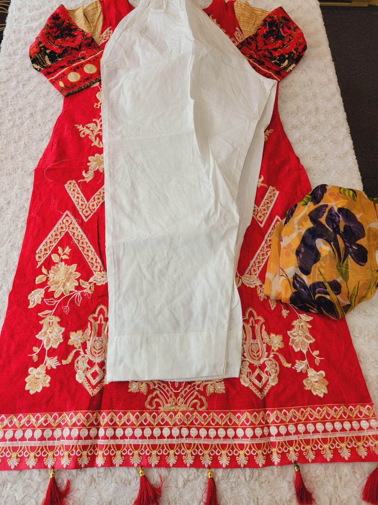 Indian Cotton Stitched Embroidery Suit Ready To Ship