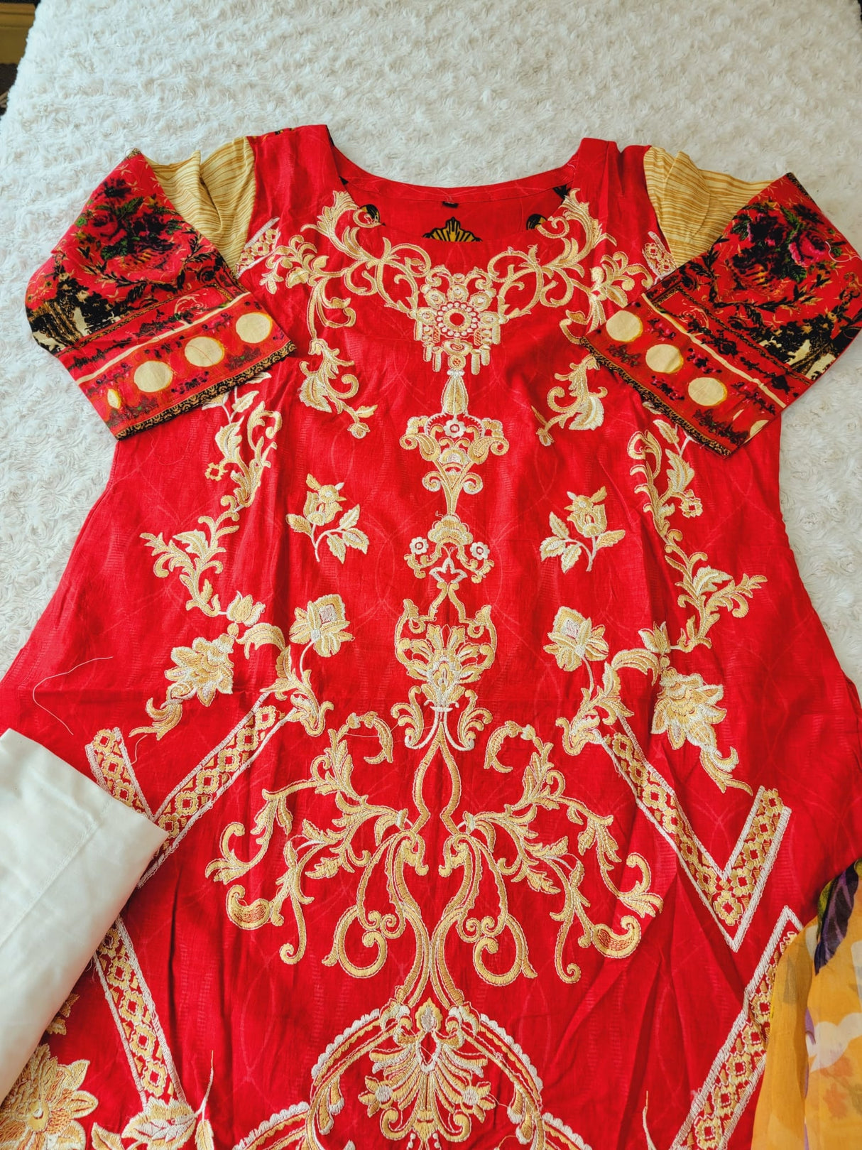 Indian Cotton Stitched Embroidery Suit Ready To Ship