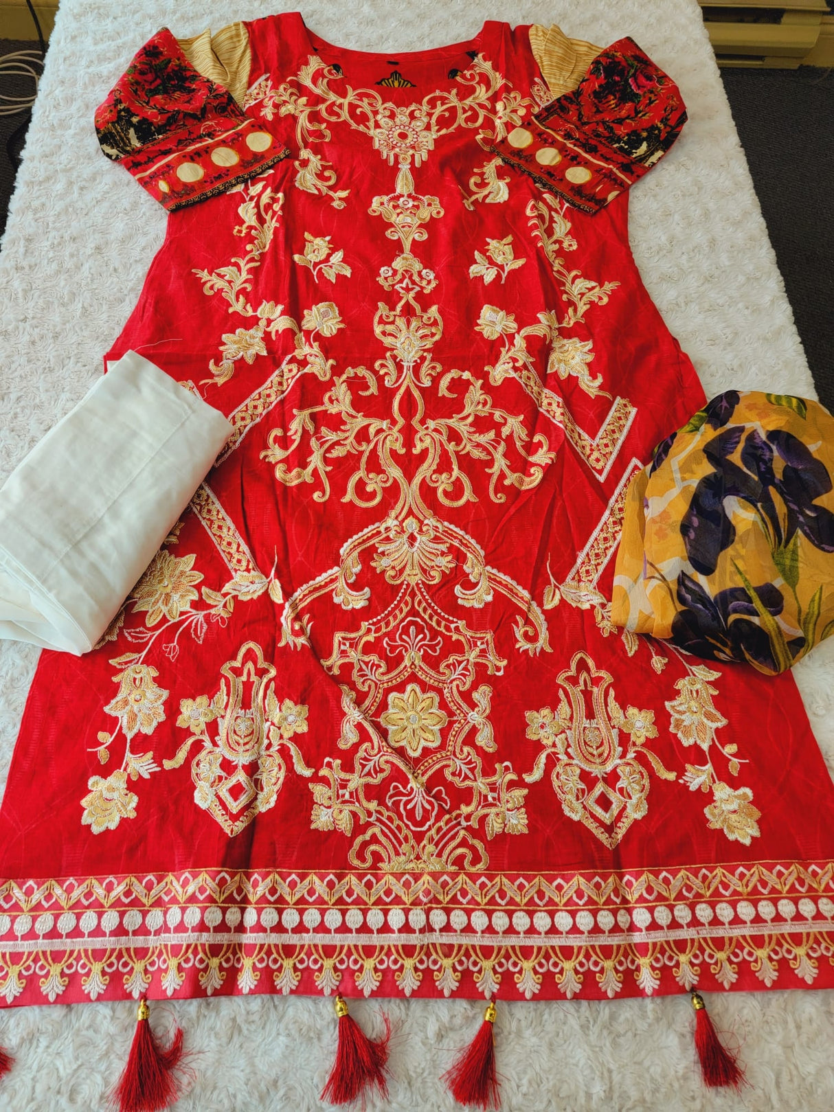 Indian Cotton Stitched Embroidery Suit Ready To Ship