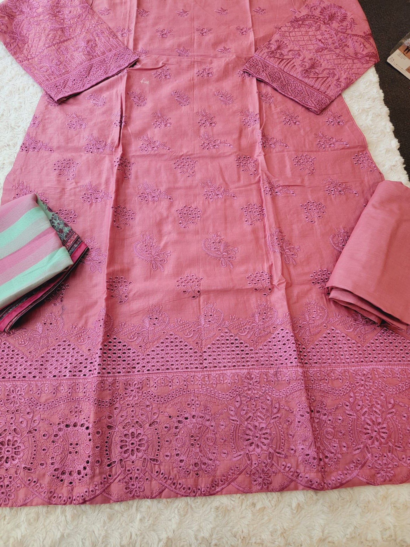 Pakistani Stitched Embroidery luxury lawn Dresses Ready To Ship