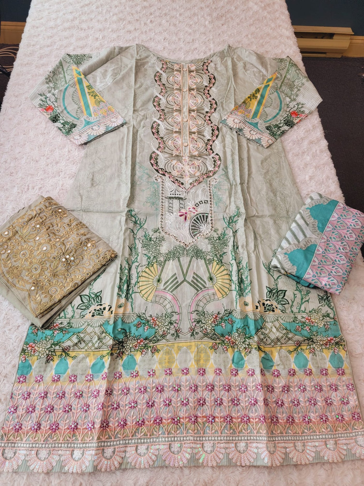 Pakistani Stitched lawn Embroidered Salwar kameez ready to ship