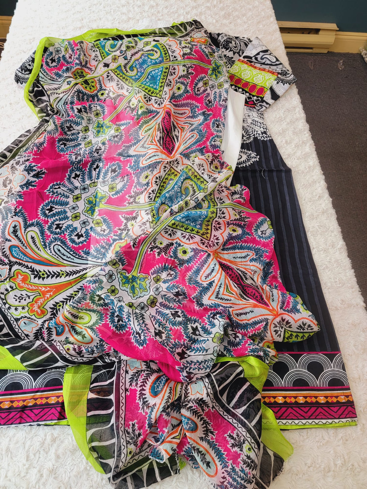 Indian Cotton Embroidered Suit Ready To Ship