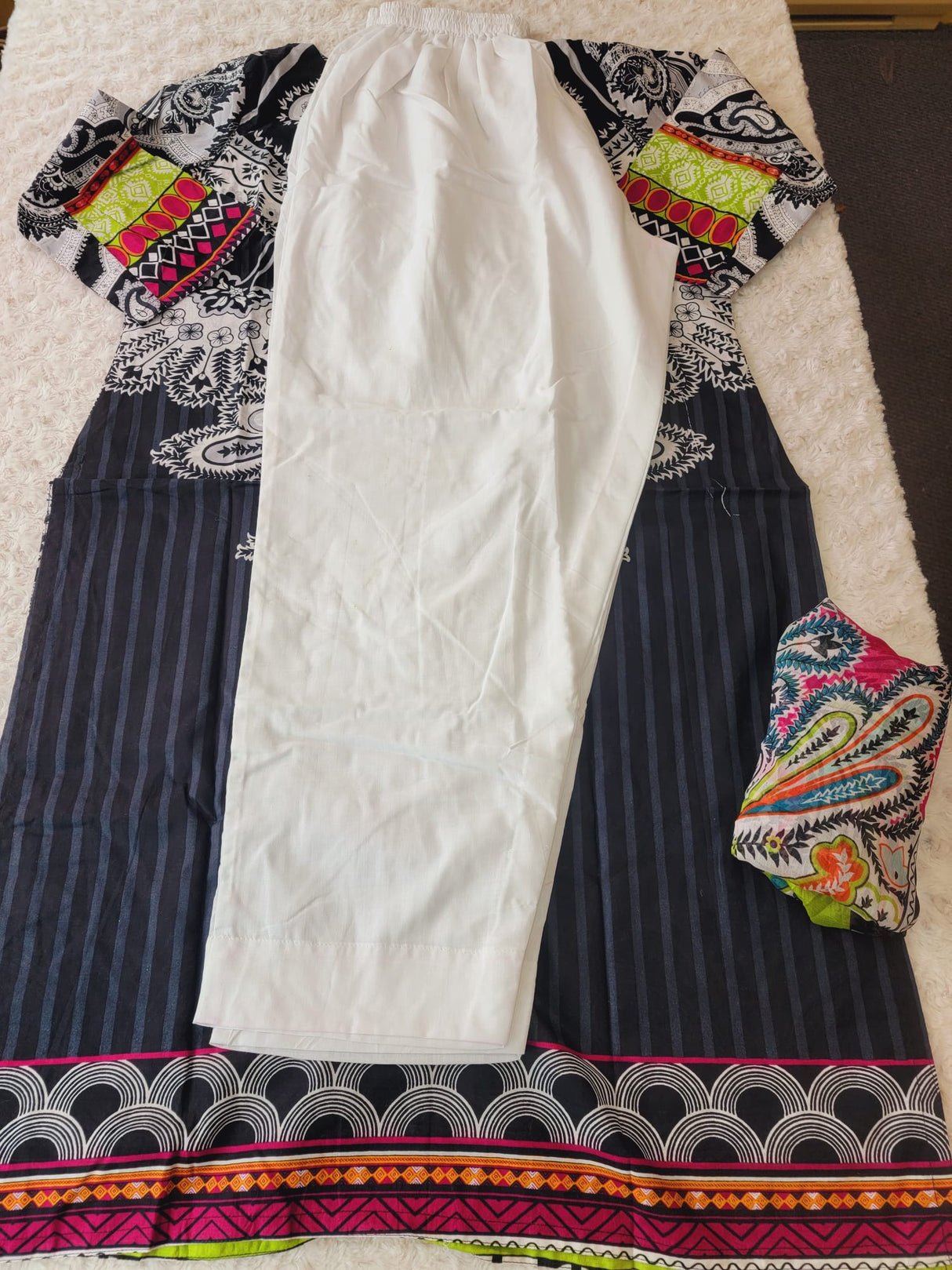 Indian Cotton Embroidered Suit Ready To Ship