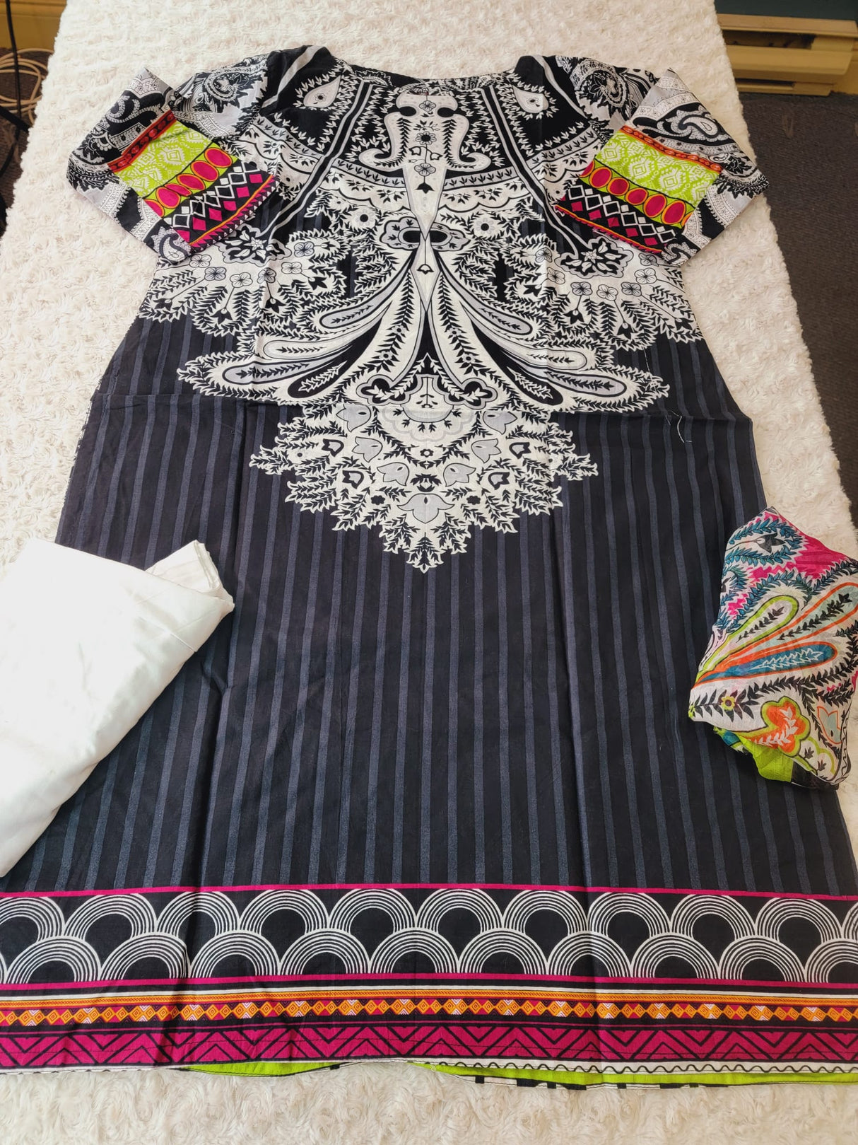 Indian Cotton Embroidered Suit Ready To Ship