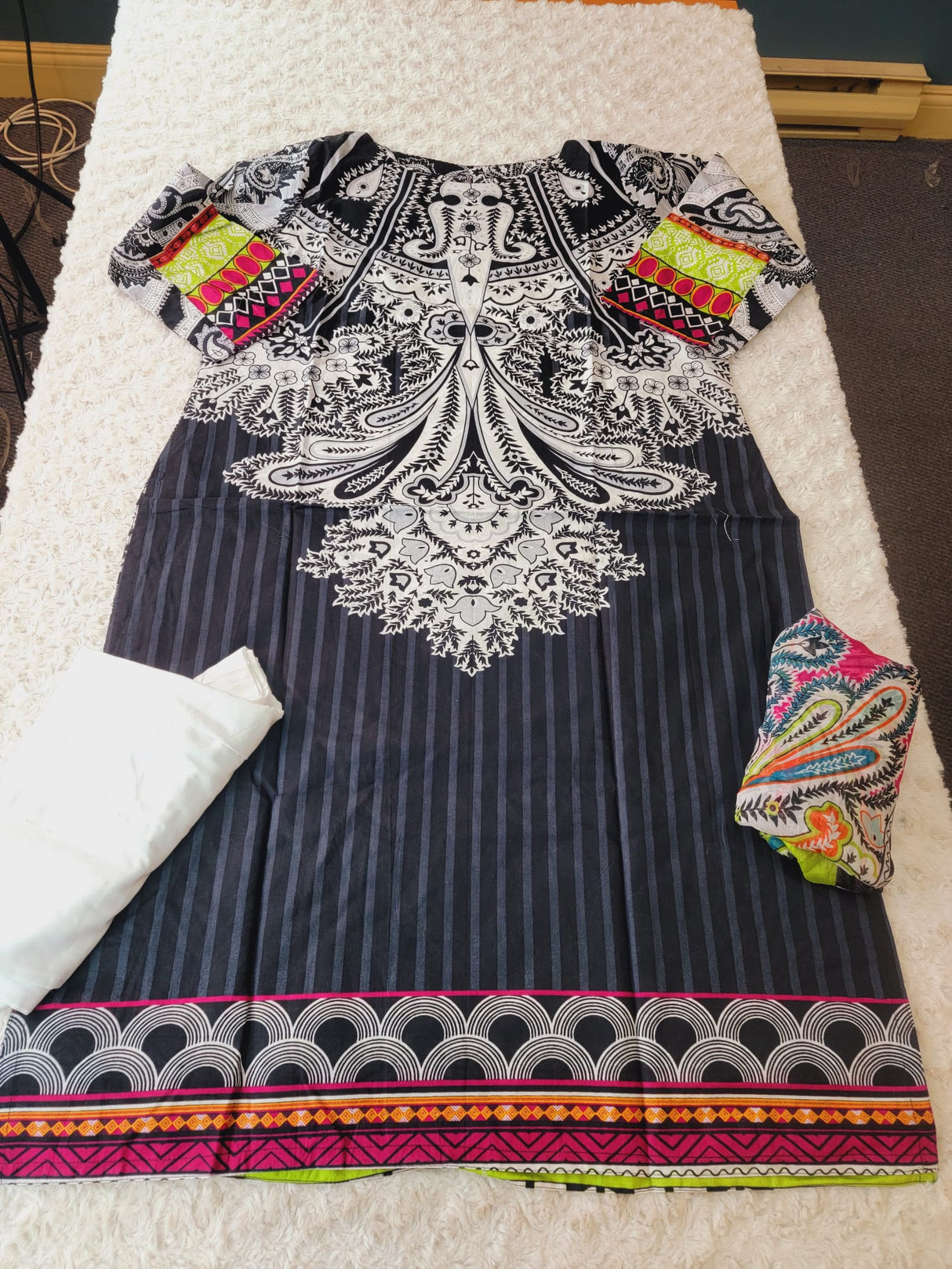 Indian Cotton Embroidered Suit Ready To Ship