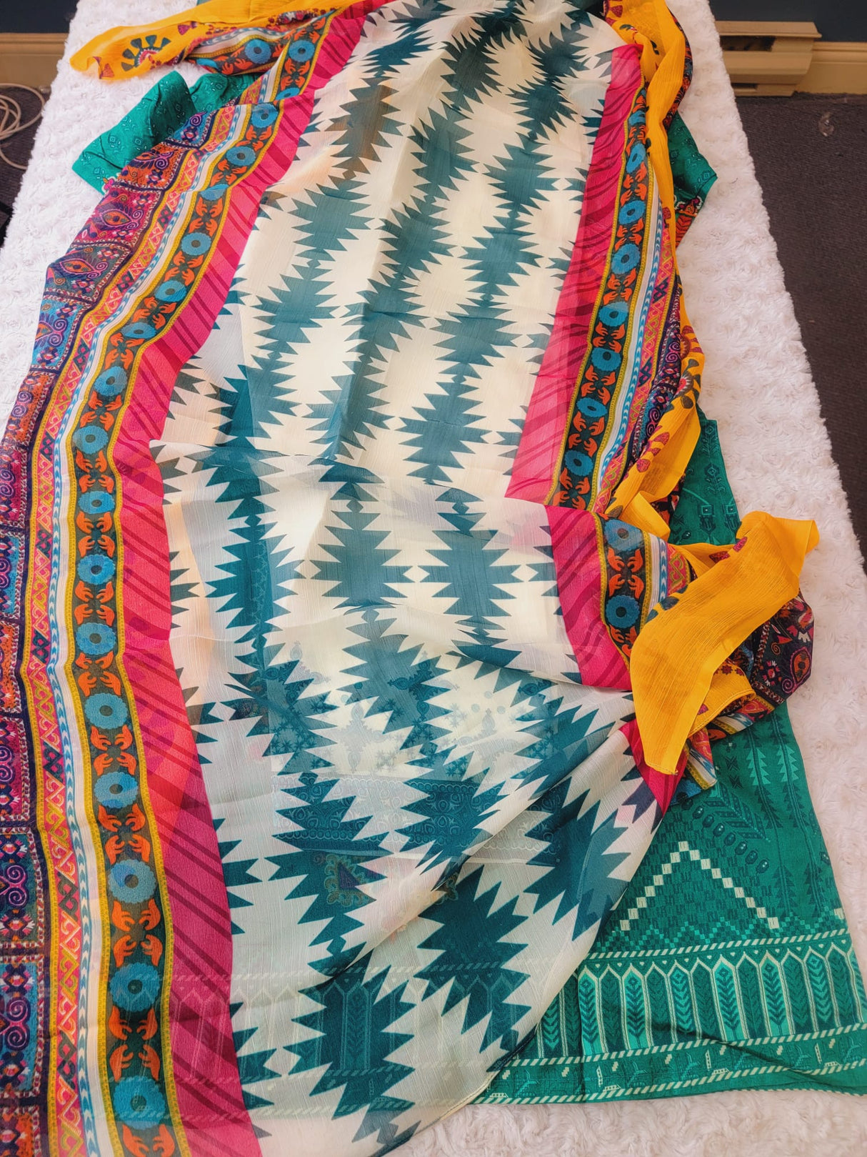 Indian Cotton Embroidered Suit Ready To Ship