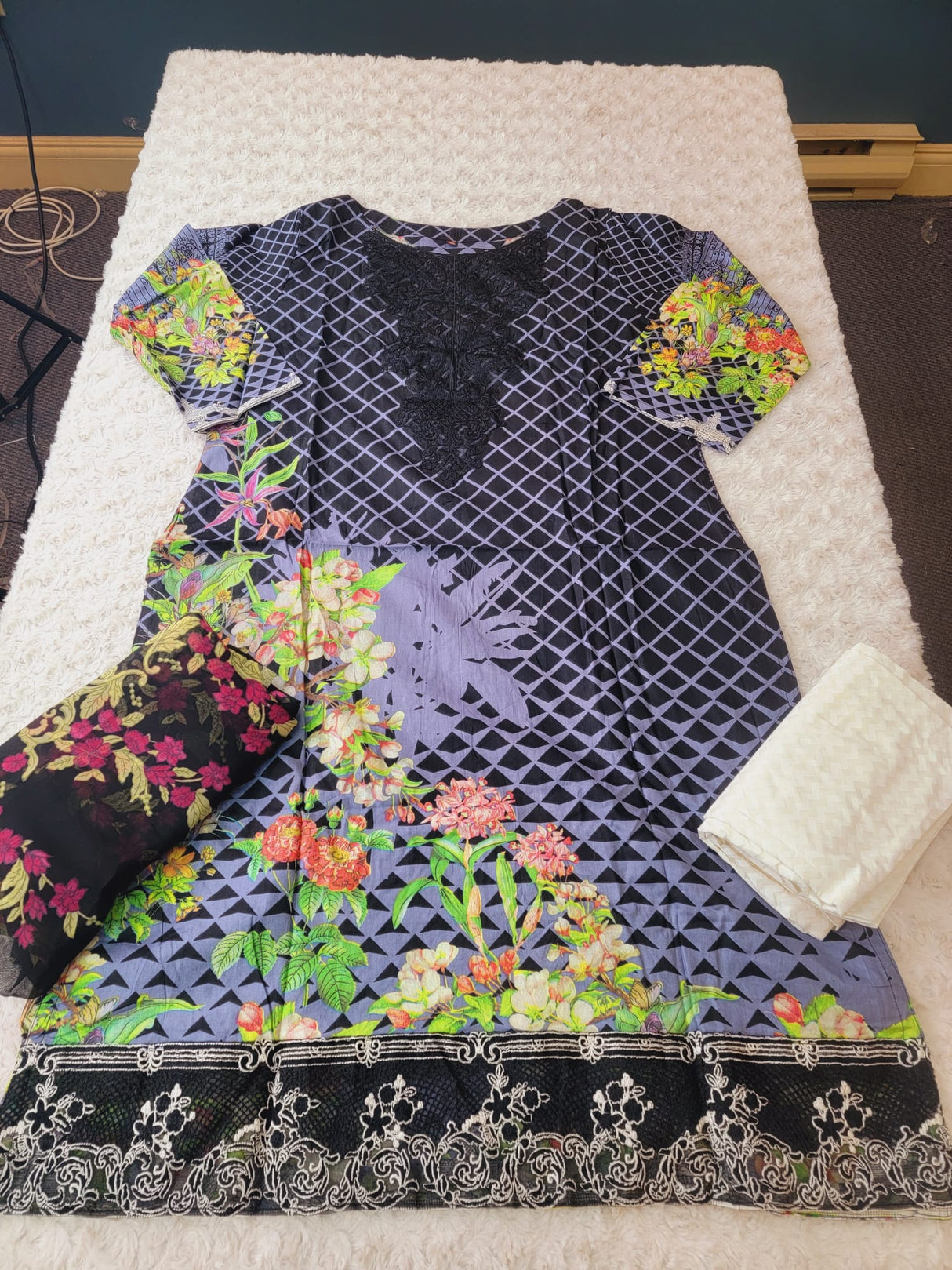 Indian Cotton Embroidered Suit Ready To Ship