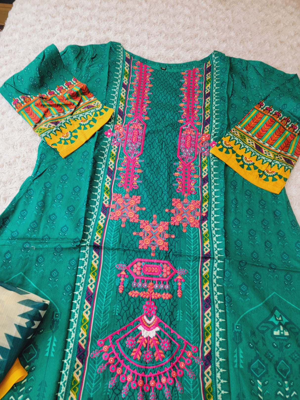 Indian Cotton Embroidered Suit Ready To Ship