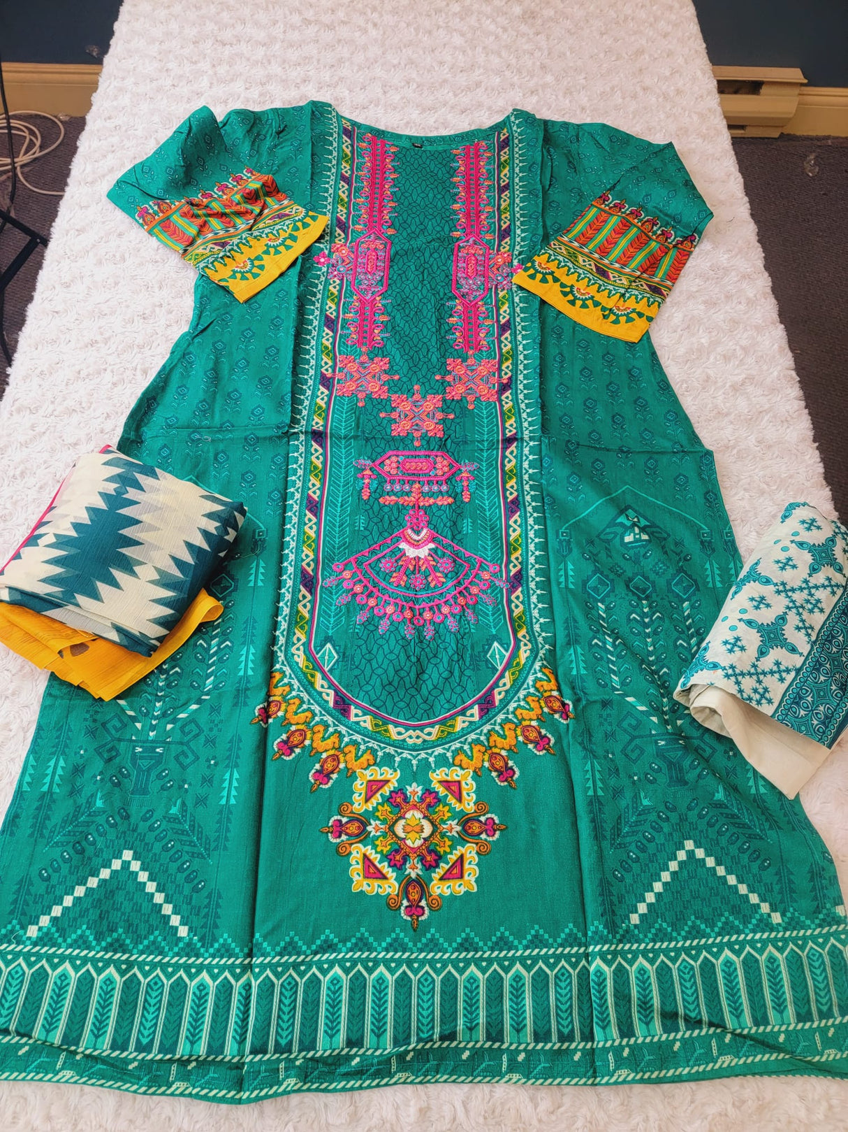 Indian Cotton Embroidered Suit Ready To Ship
