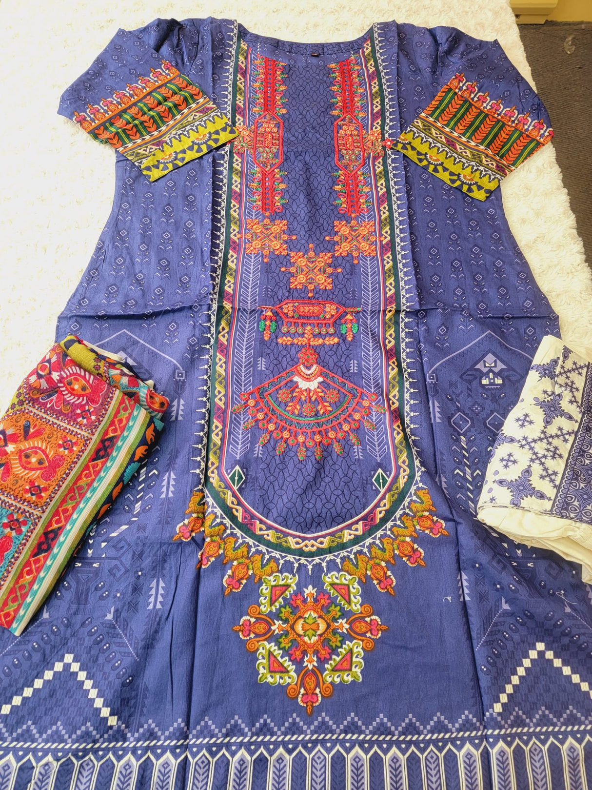 Indian Cotton Embroidered Suit Ready To Ship