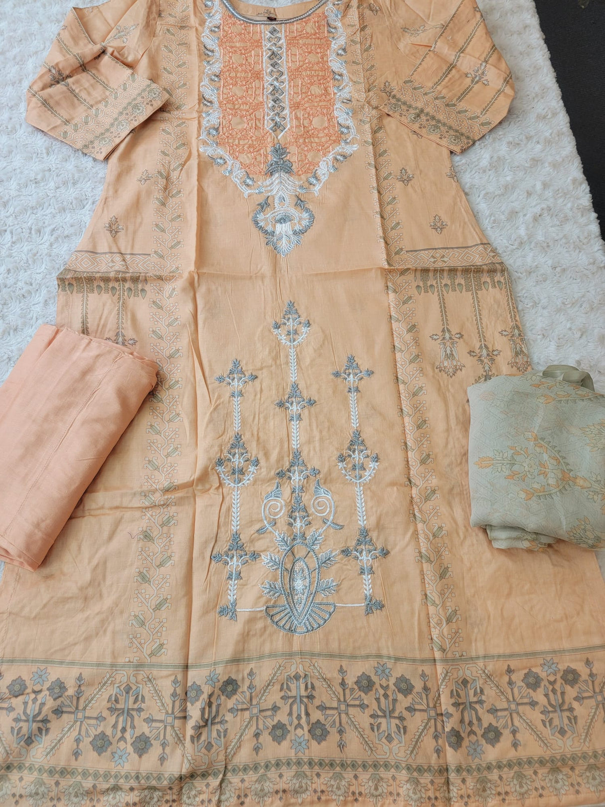 Indian Cotton Embroidered Suit Ready To Ship