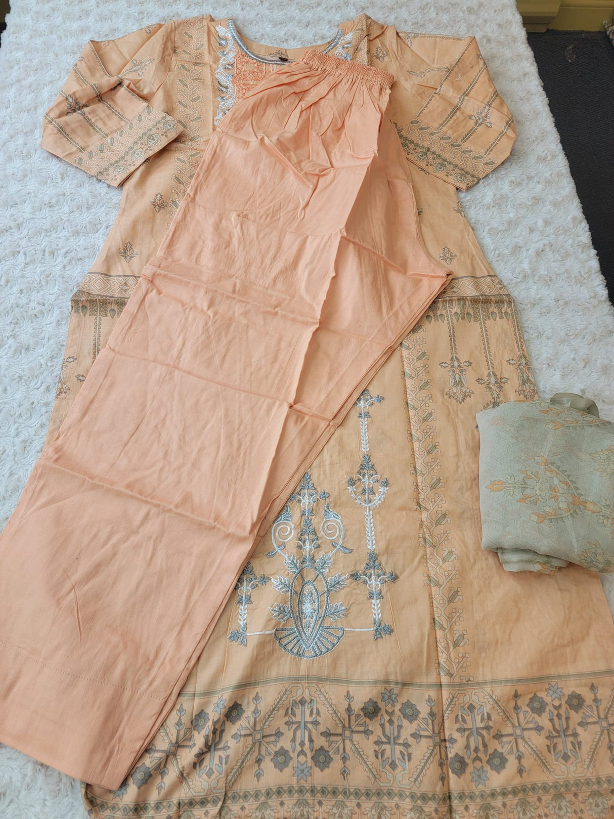 Indian Cotton Embroidered Suit Ready To Ship