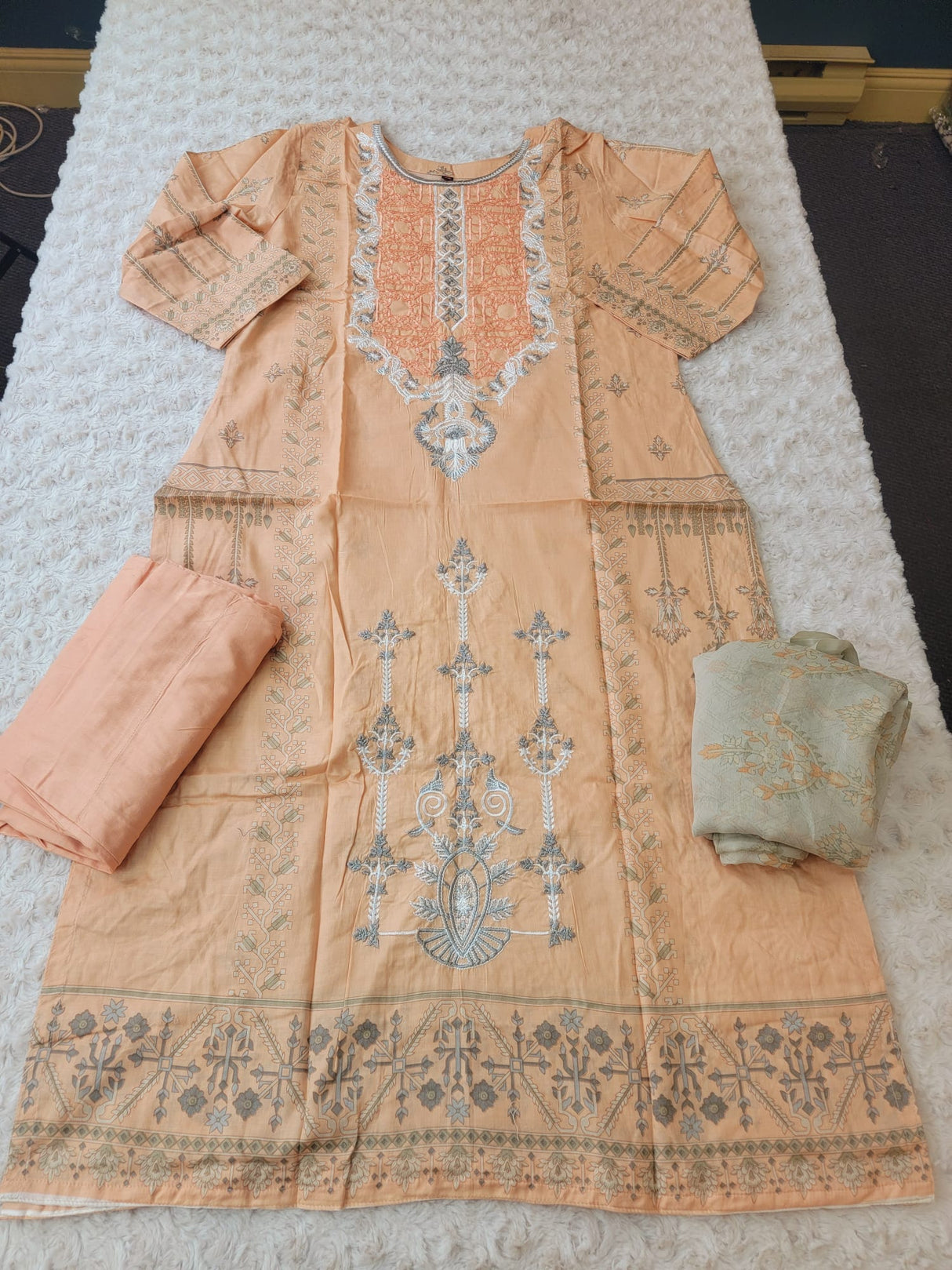 Indian Cotton Embroidered Suit Ready To Ship