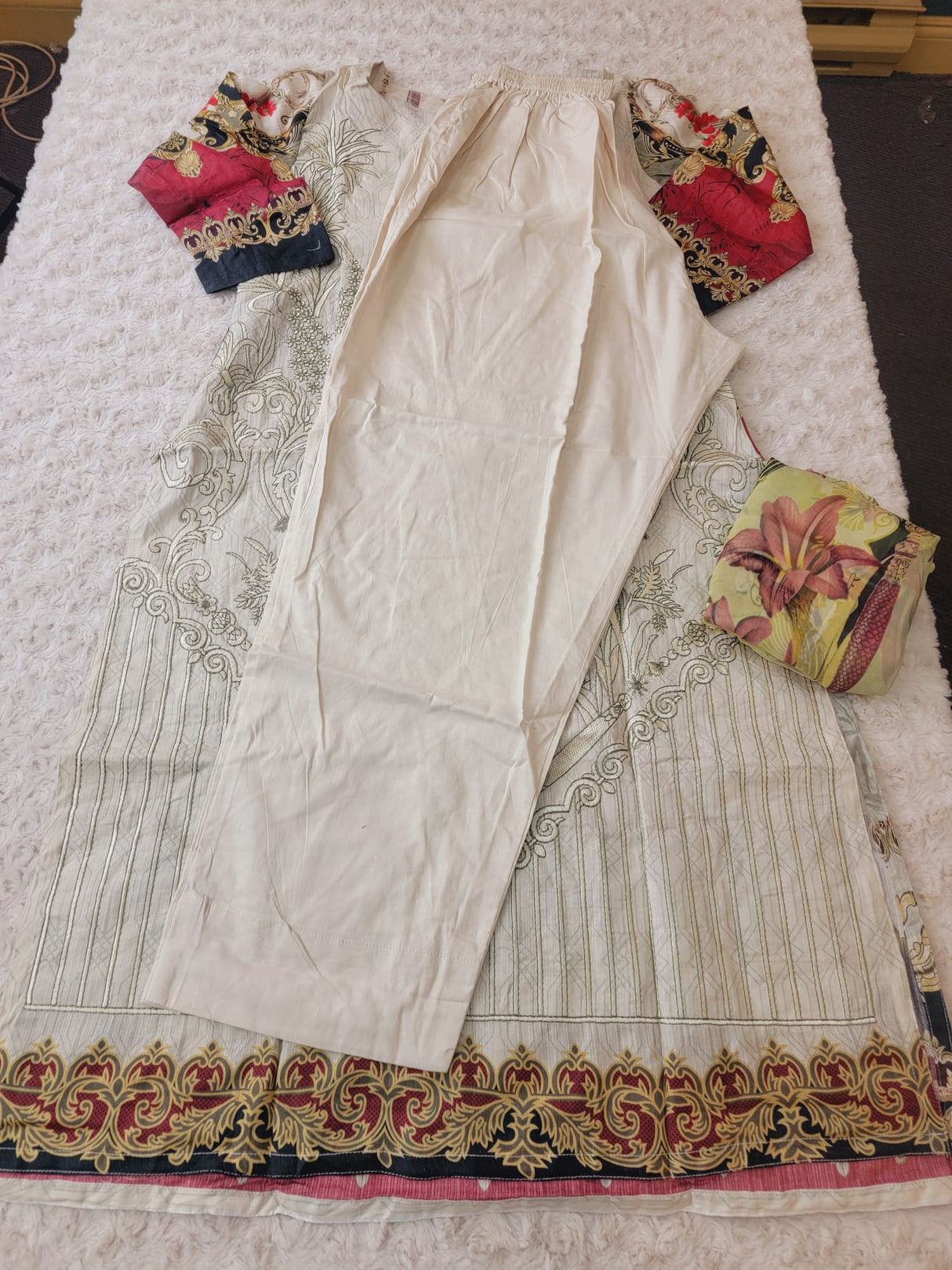 Indian Cotton Embroidered Suit Ready To Ship