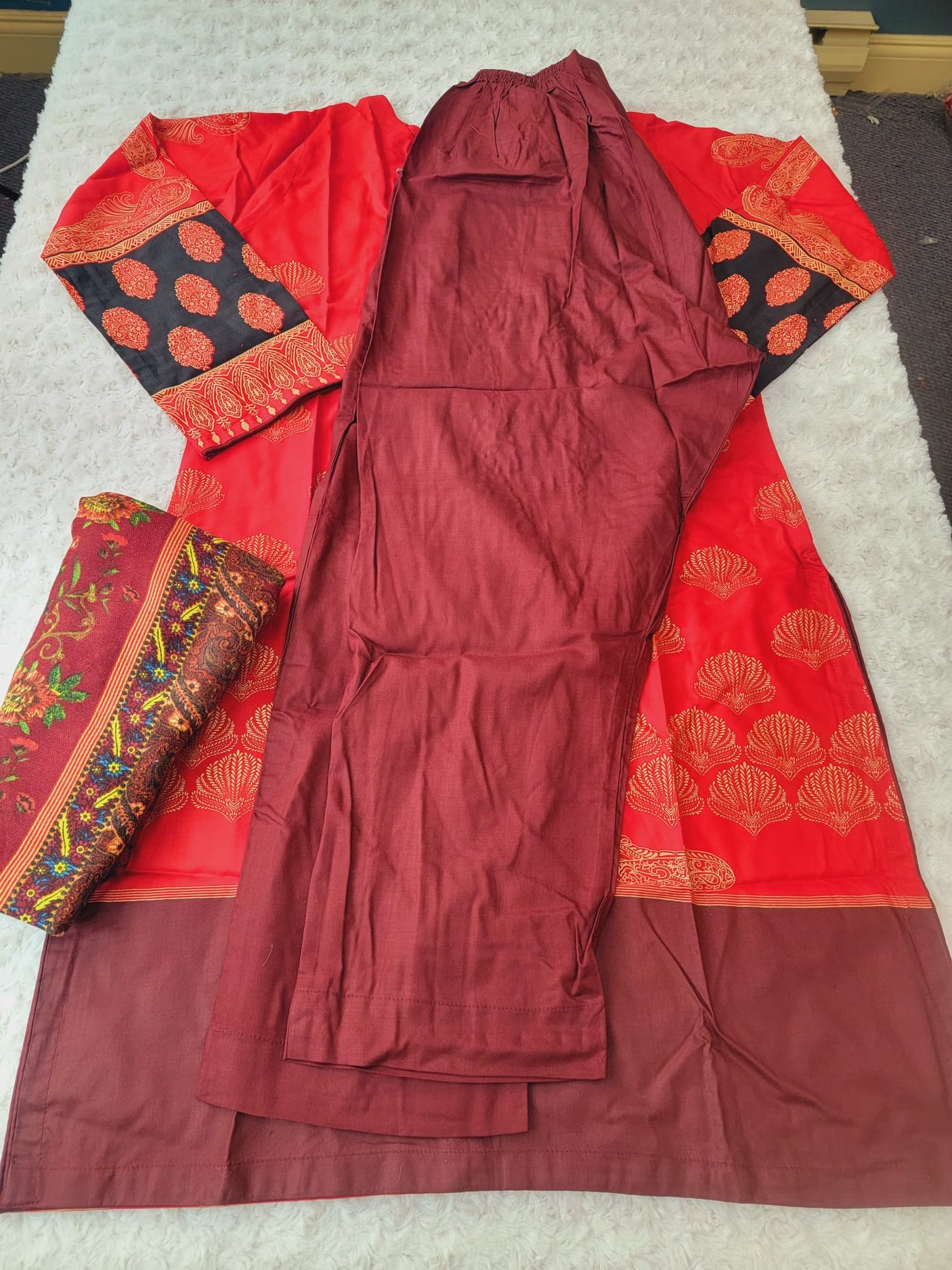 Pakistani linen Embroidered Salwar kameez Ready To Ship