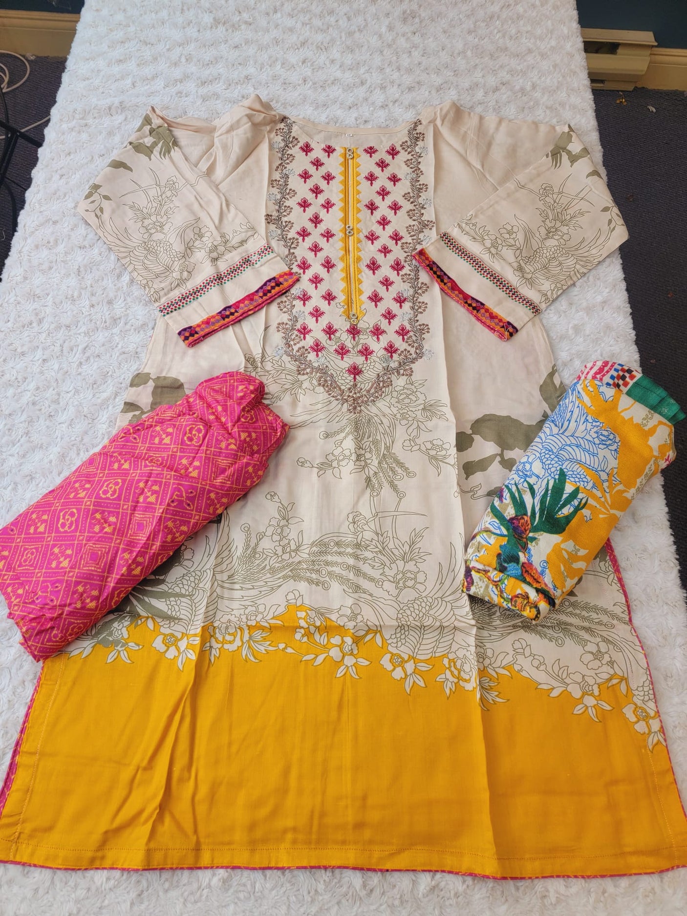 Pakistani linen Embroidered Salwar kameez Ready To Ship