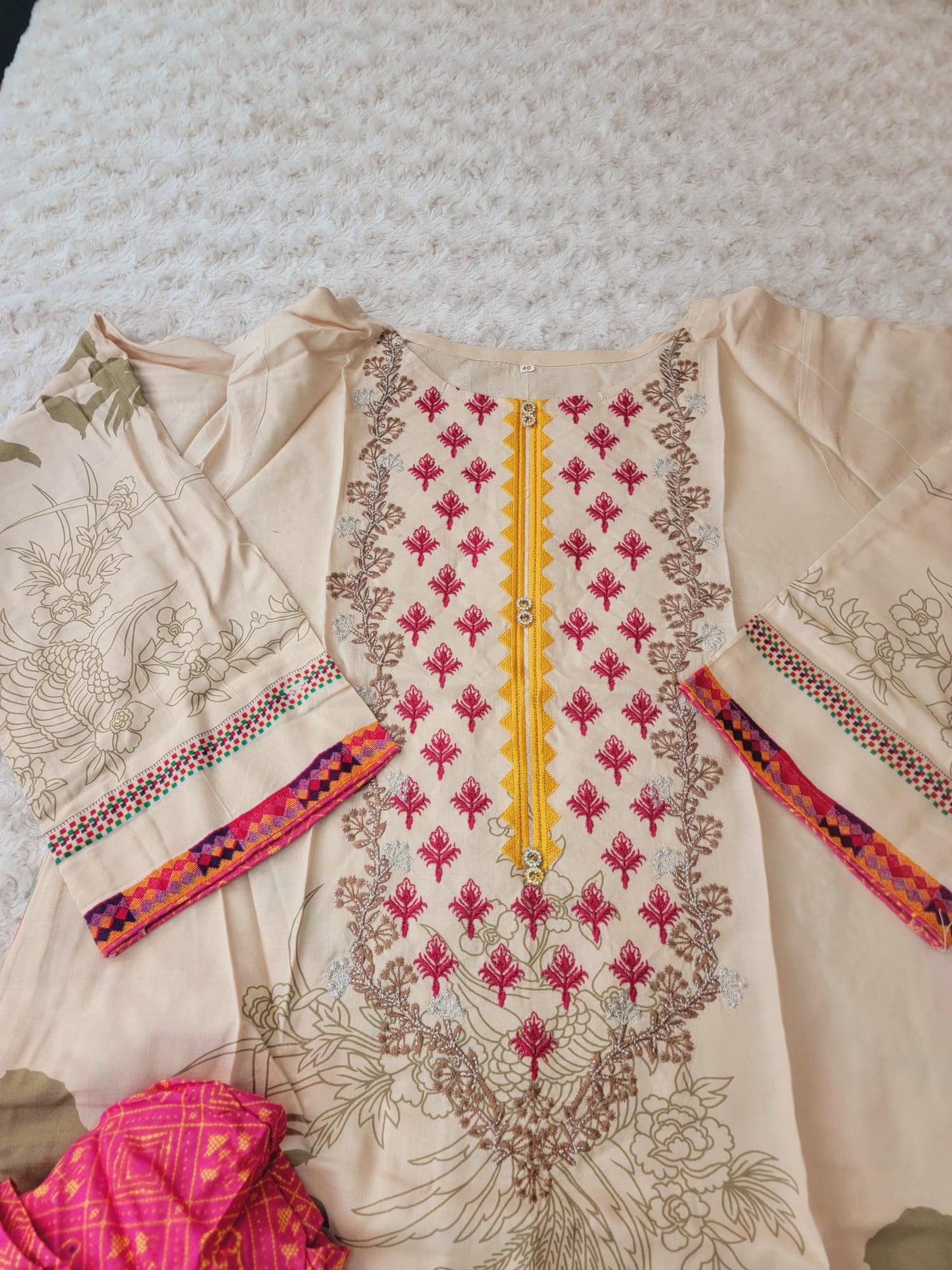 Pakistani linen Embroidered Salwar kameez Ready To Ship