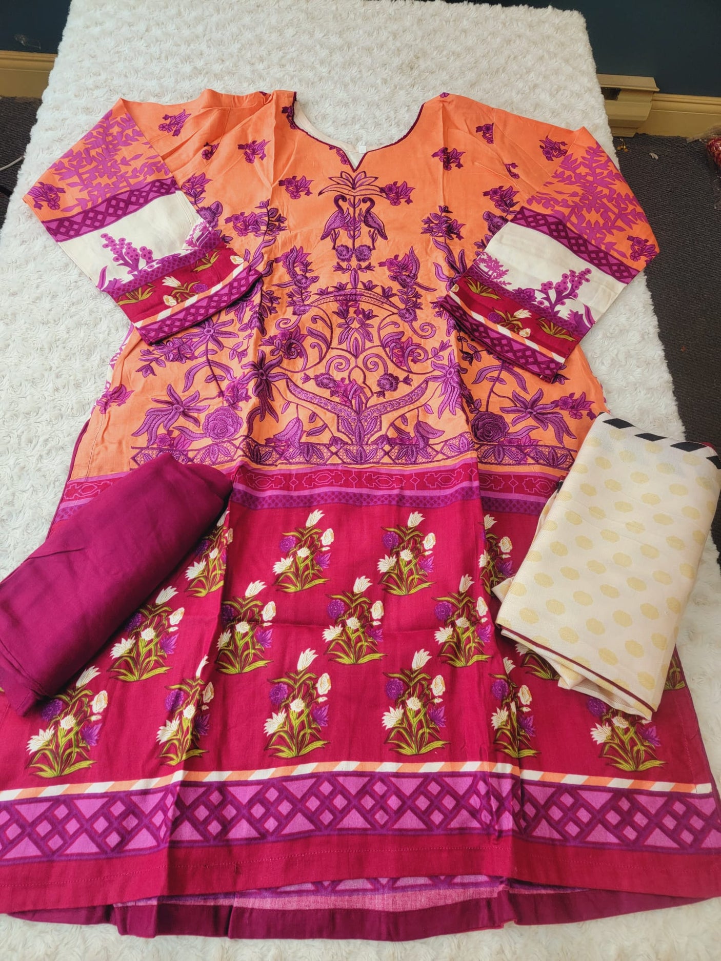 Pakistani linen Embroidered Salwar kameez Ready To Ship