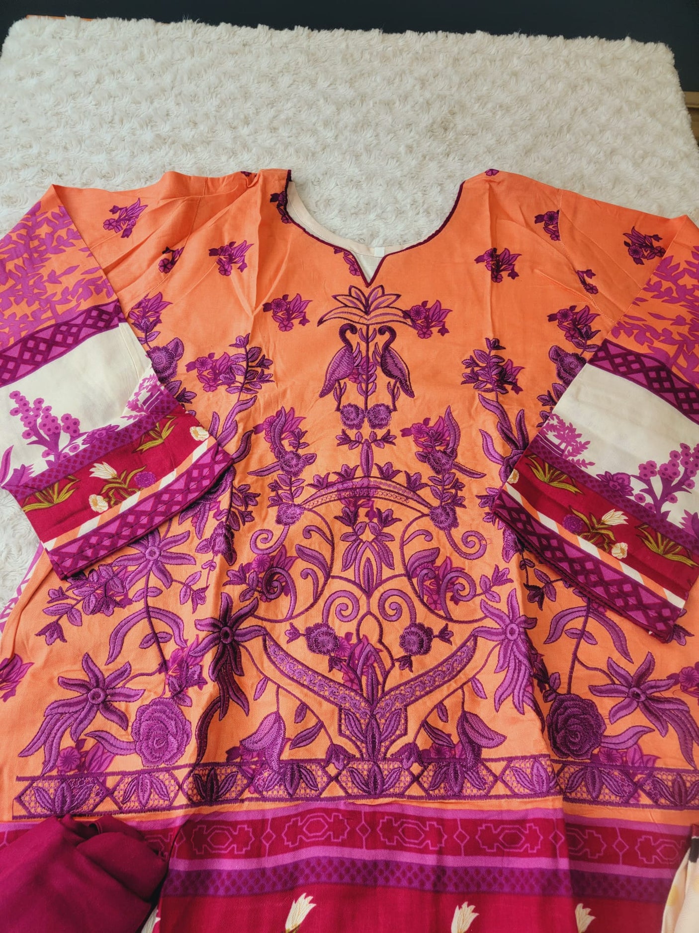 Pakistani linen Embroidered Salwar kameez Ready To Ship