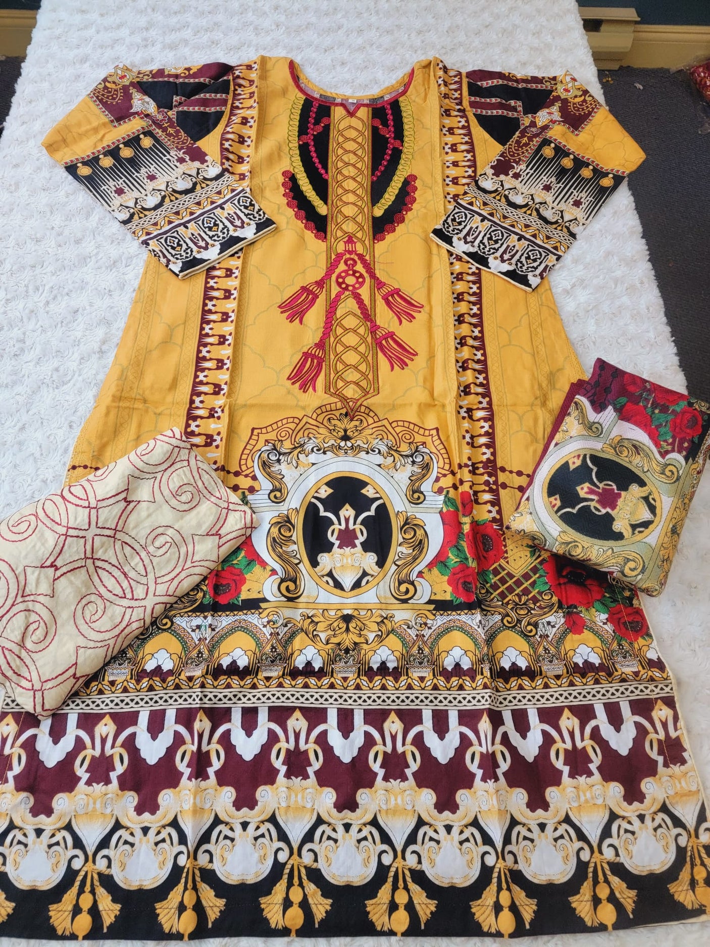 Pakistani linen Embroidered Salwar kameez Ready To Ship