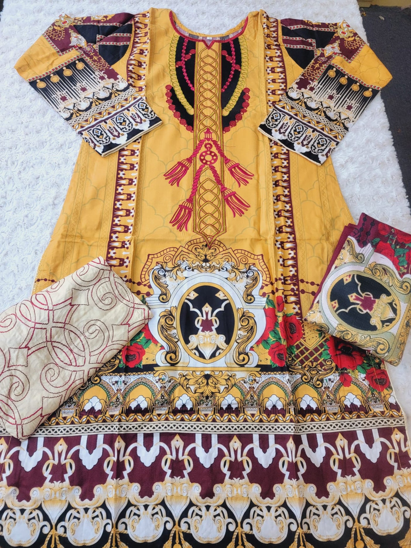 Pakistani linen Embroidered Salwar kameez Ready To Ship