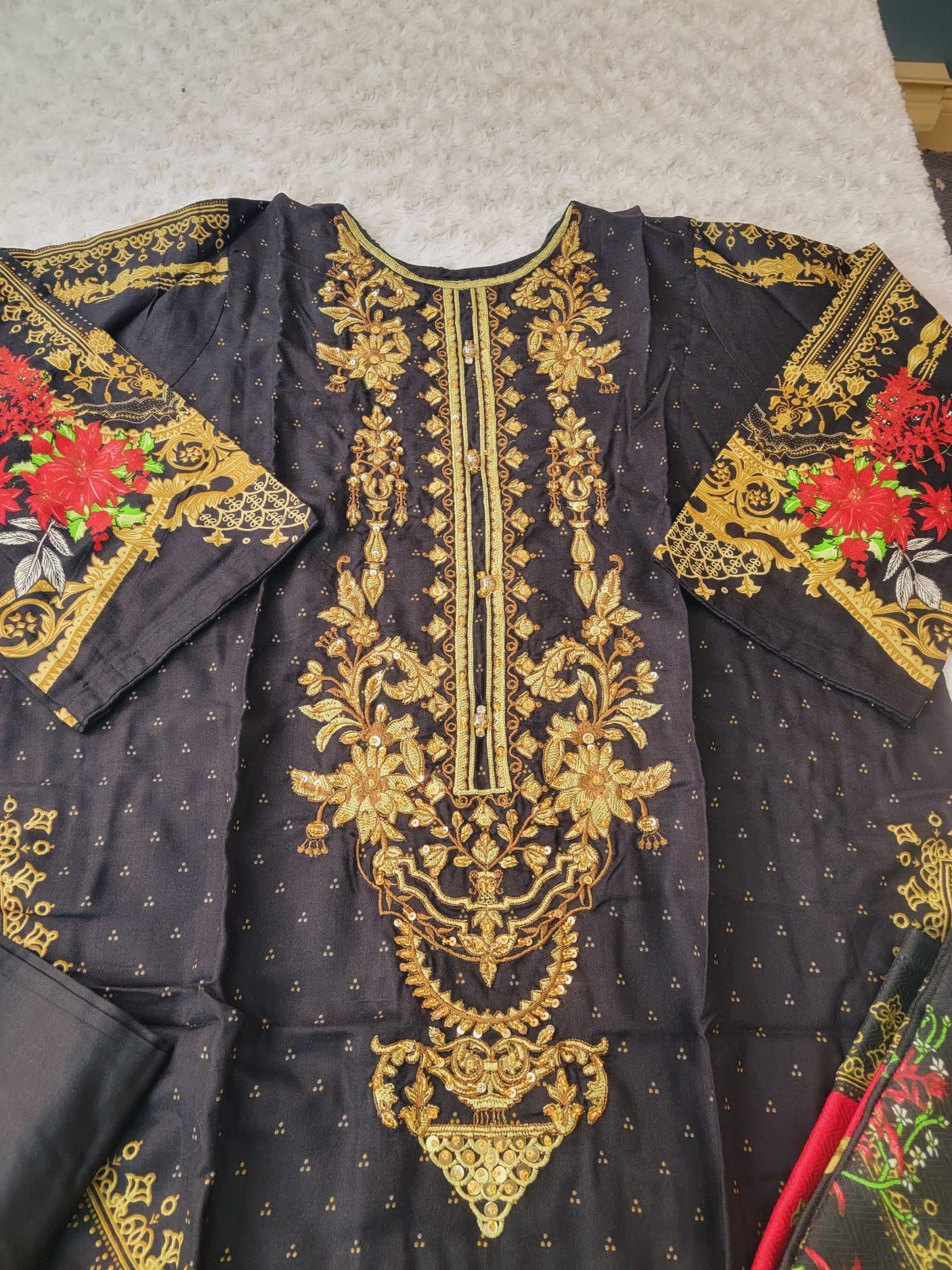 Pakistani linen Embroidered Salwar kameez Ready To Ship