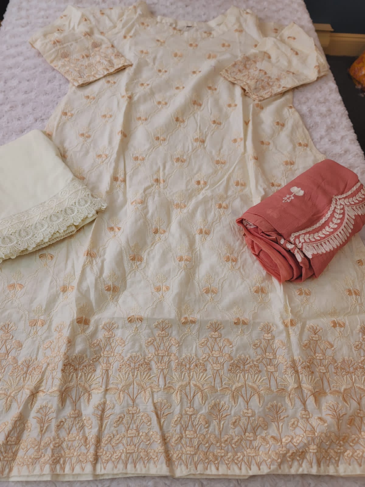 Indian Cotton Embroidered Suit Ready To Ship