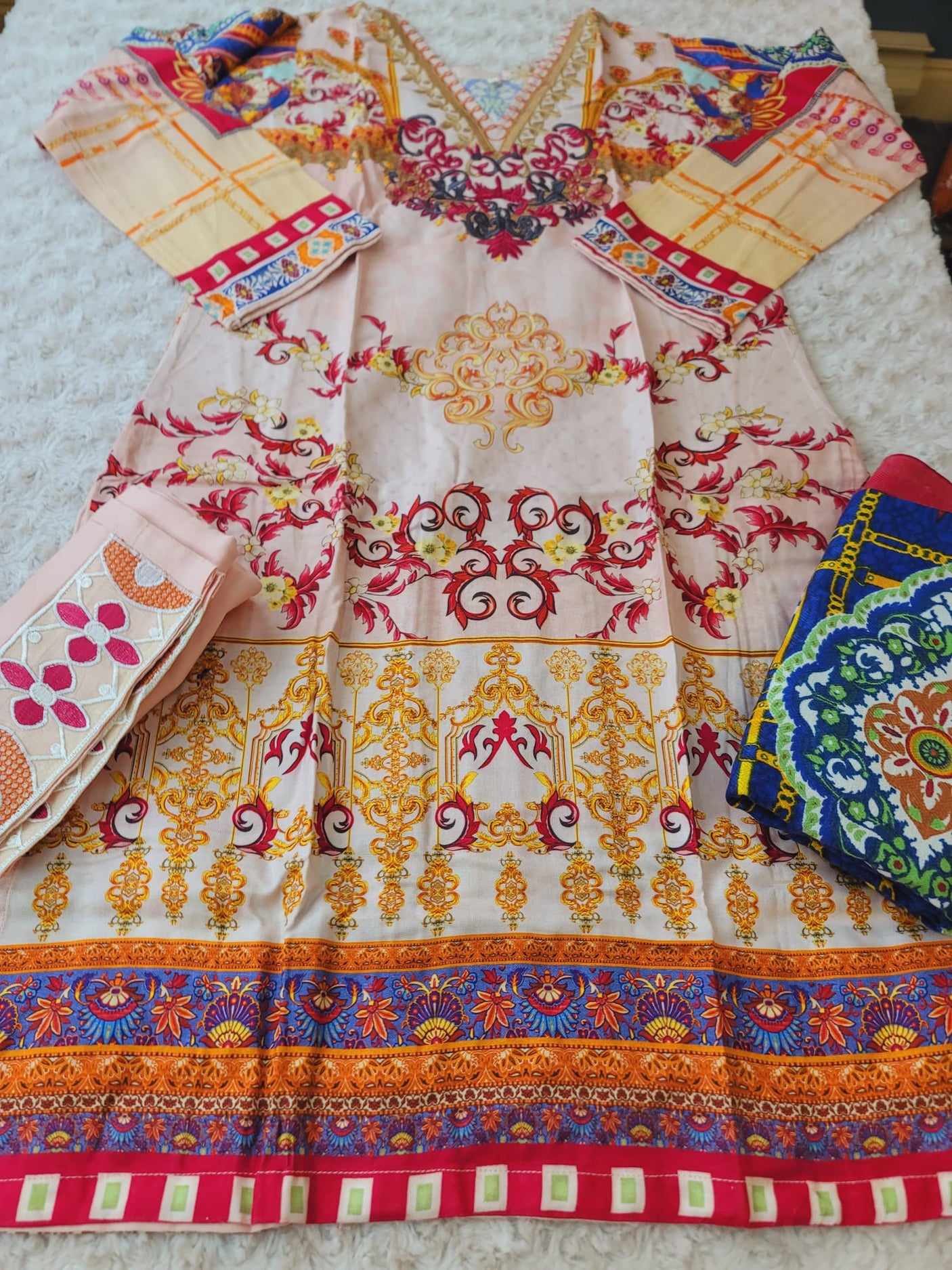 Pakistani linen Embroidered Salwar kameez Ready To Ship