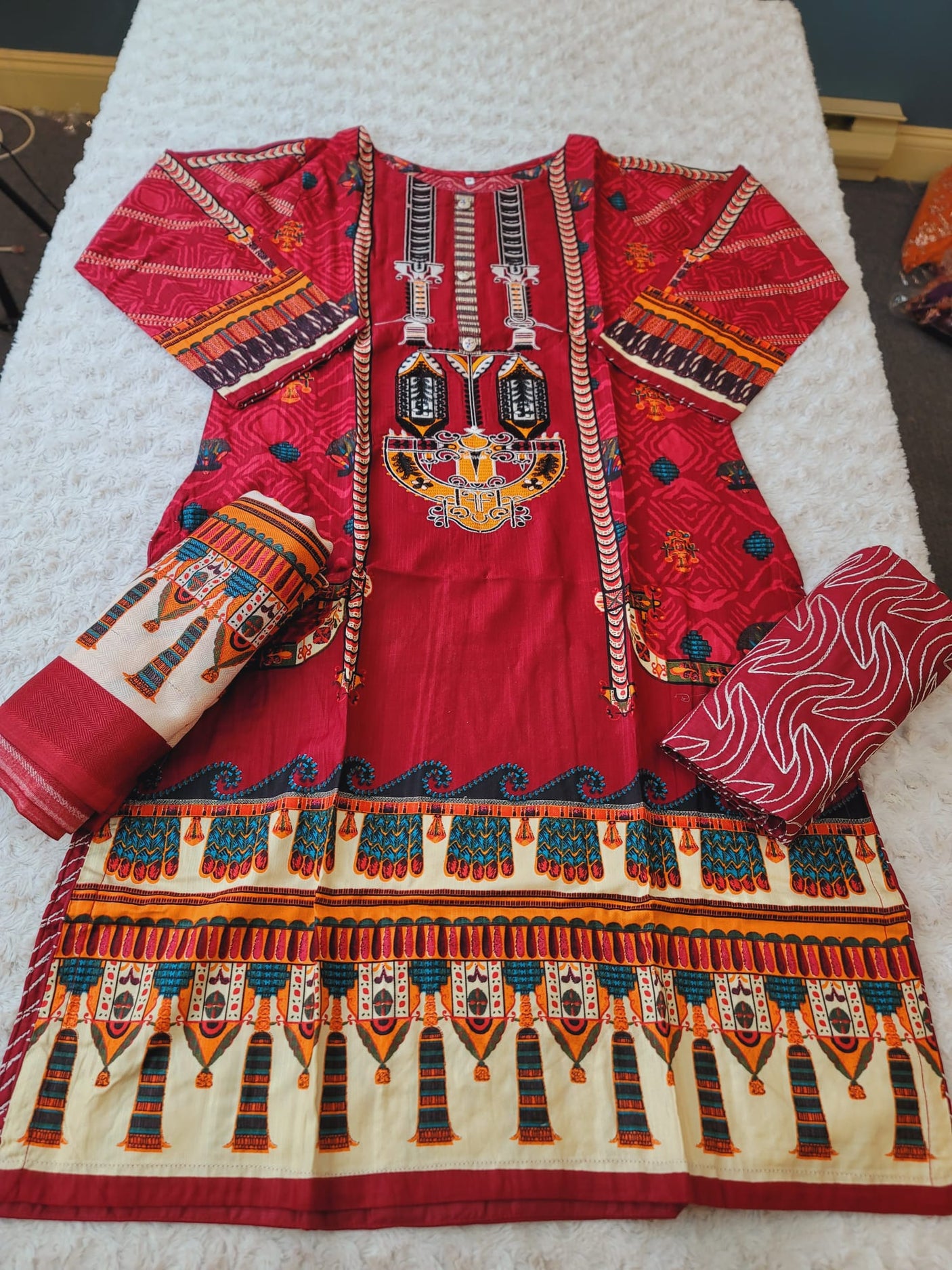 Pakistani linen Embroidered Salwar kameez Ready To Ship