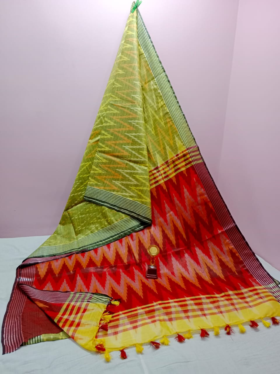 COTTON IKKAT SAREE WITH CONTRAST BLOUSE PIECE