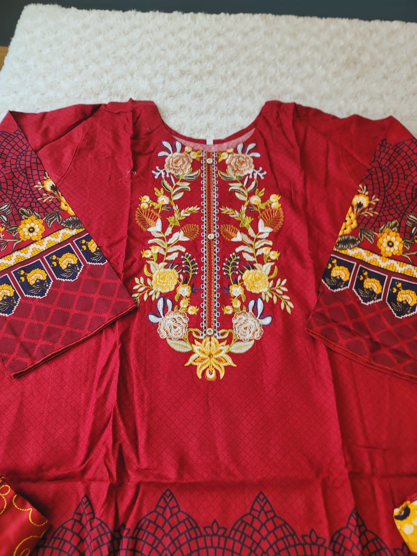 Pakistani linen Embroidered Salwar kameez Ready To Ship