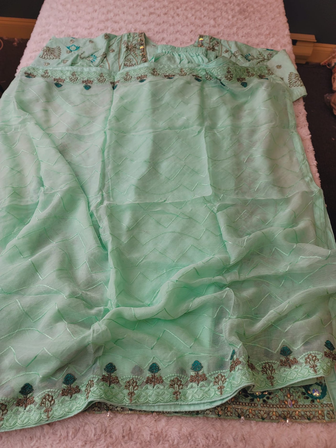 Pakistani lawn stitched Embroidered Suit Ready To Ship