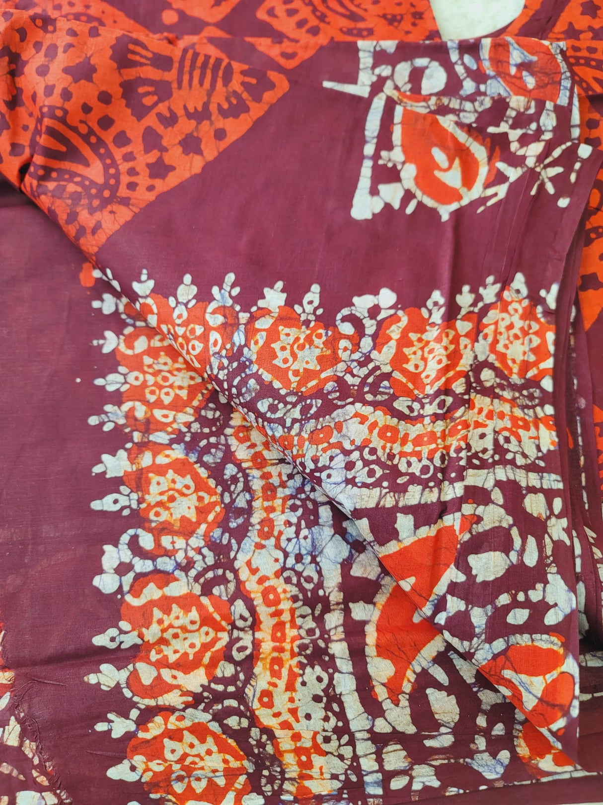 Cotton batik saree with stiched blouse