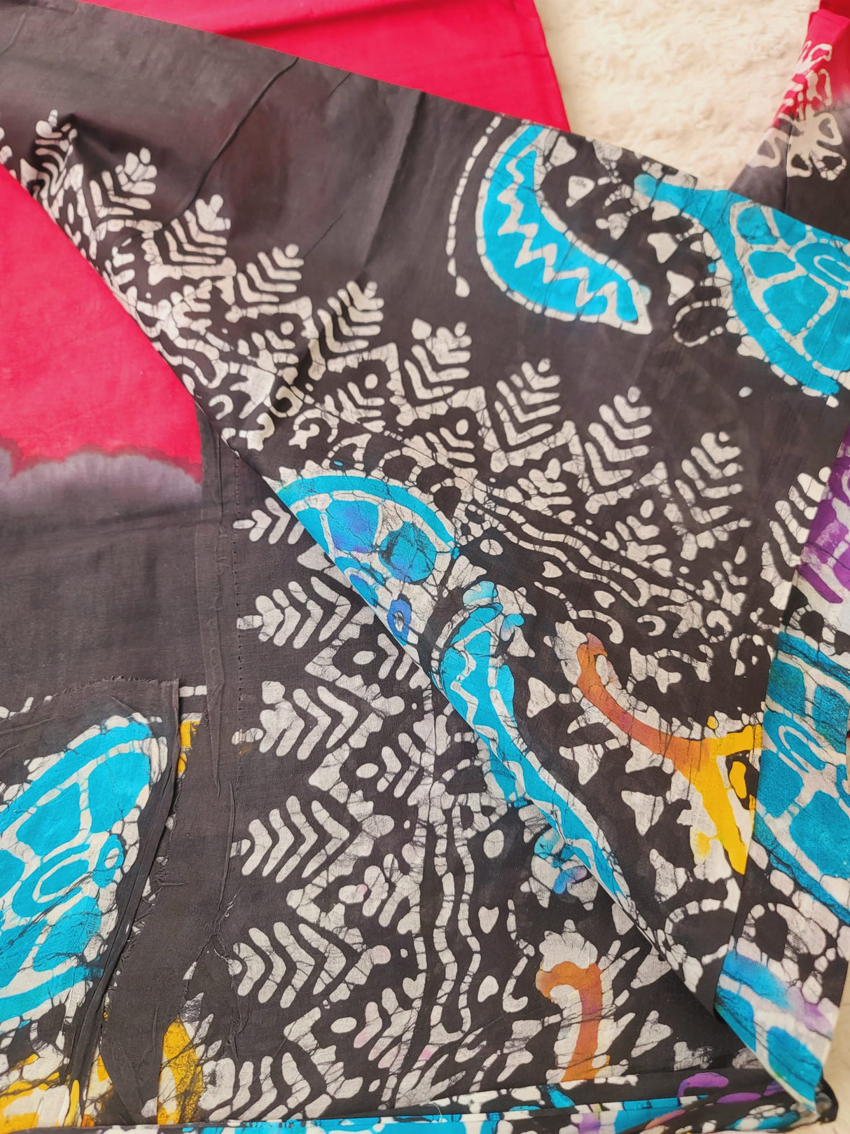 Cotton batik saree with stiched blouse