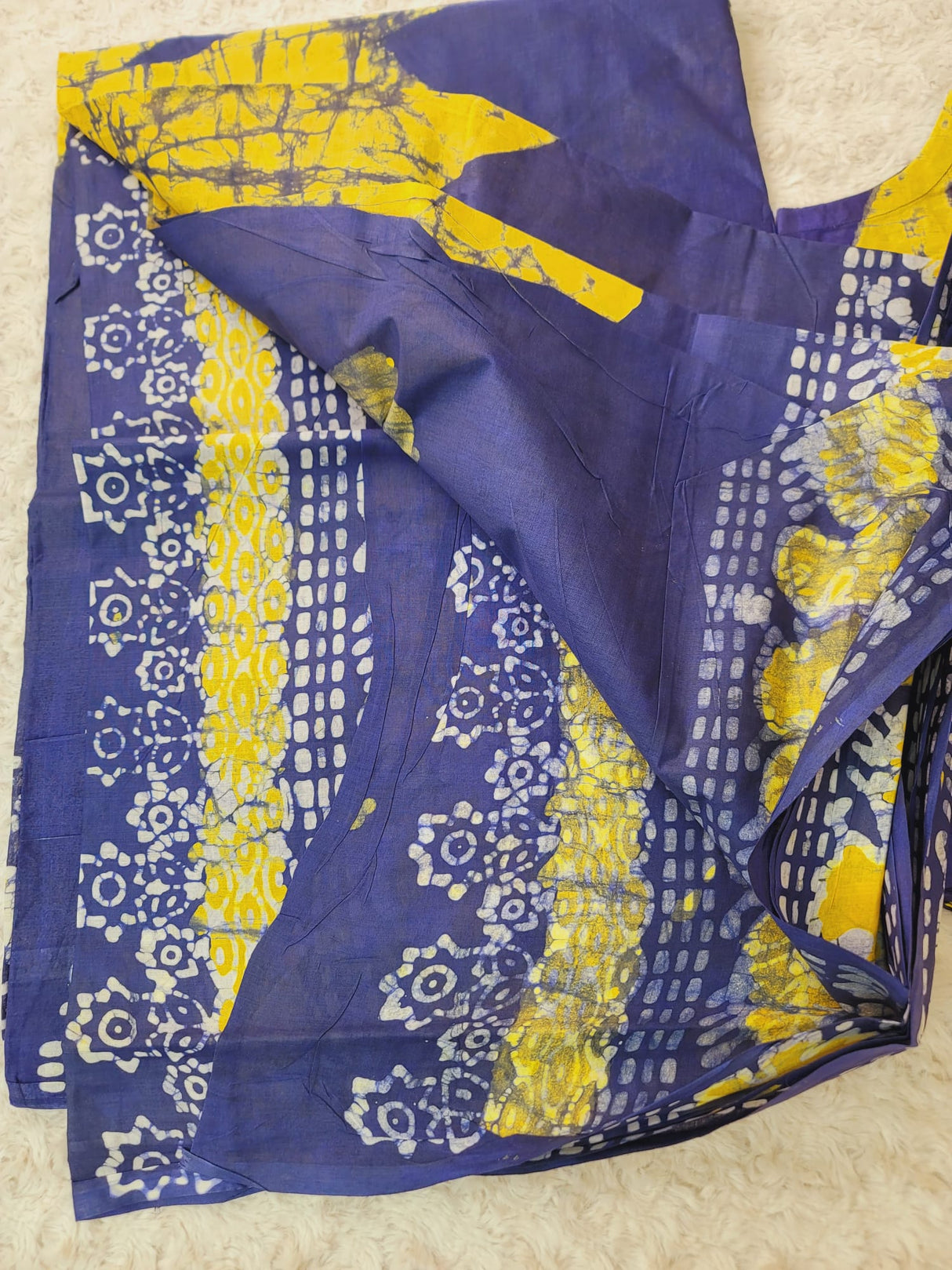 Cotton batik saree with stiched blouse