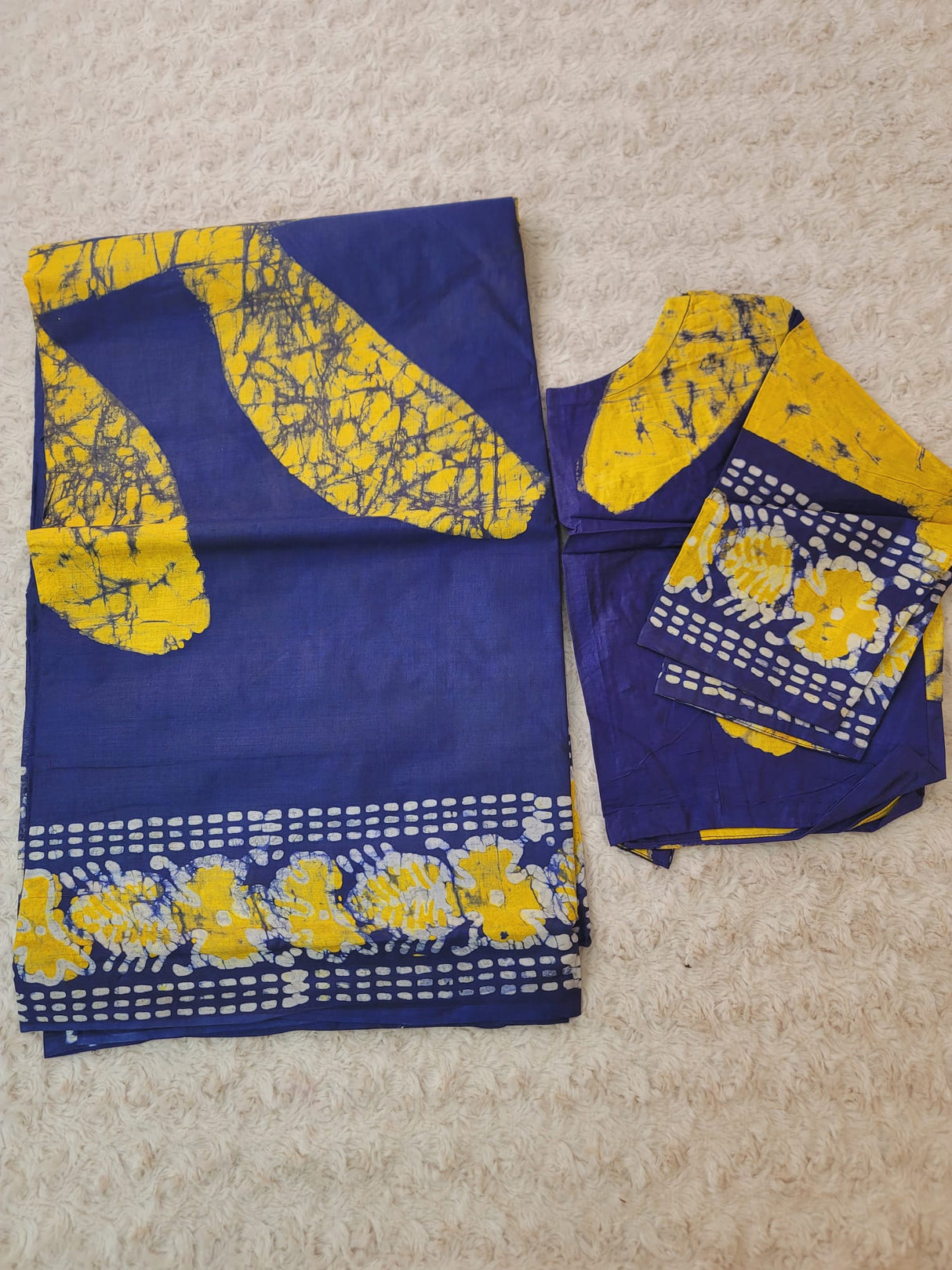 Cotton batik saree with stiched blouse