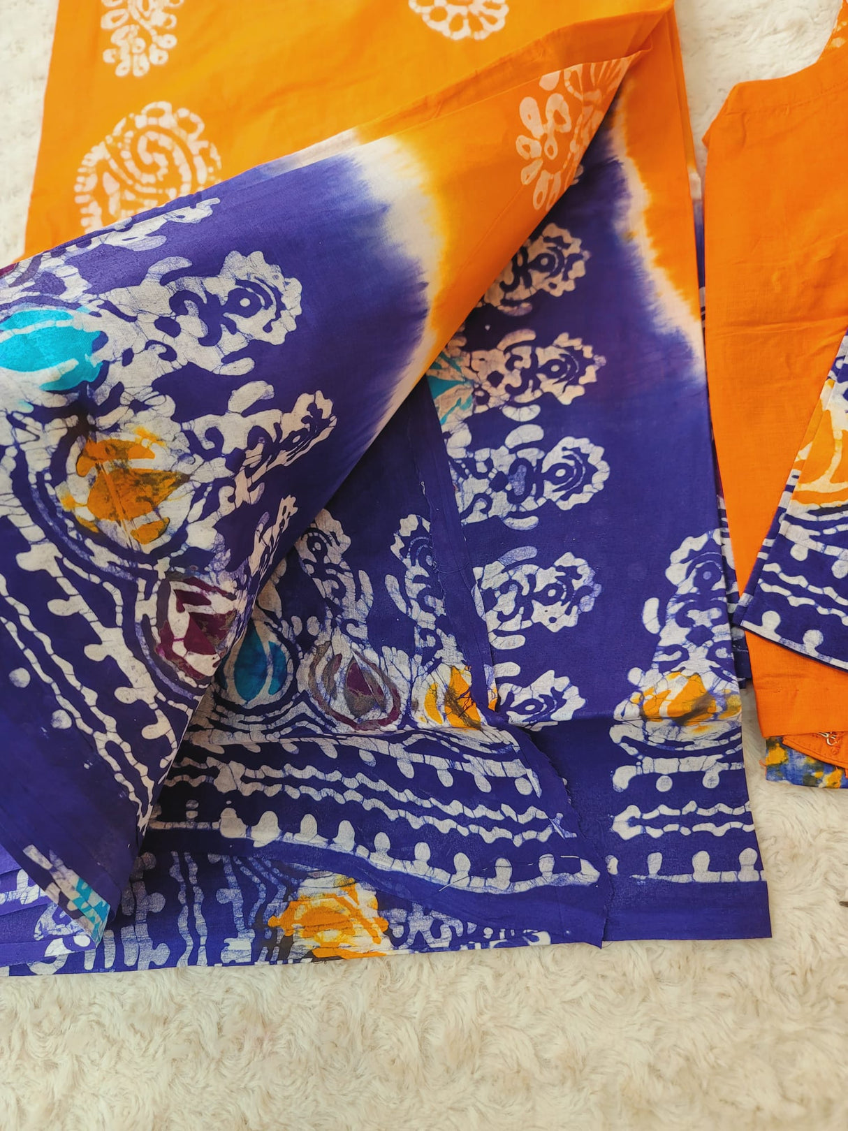 Cotton batik saree with stiched blouse