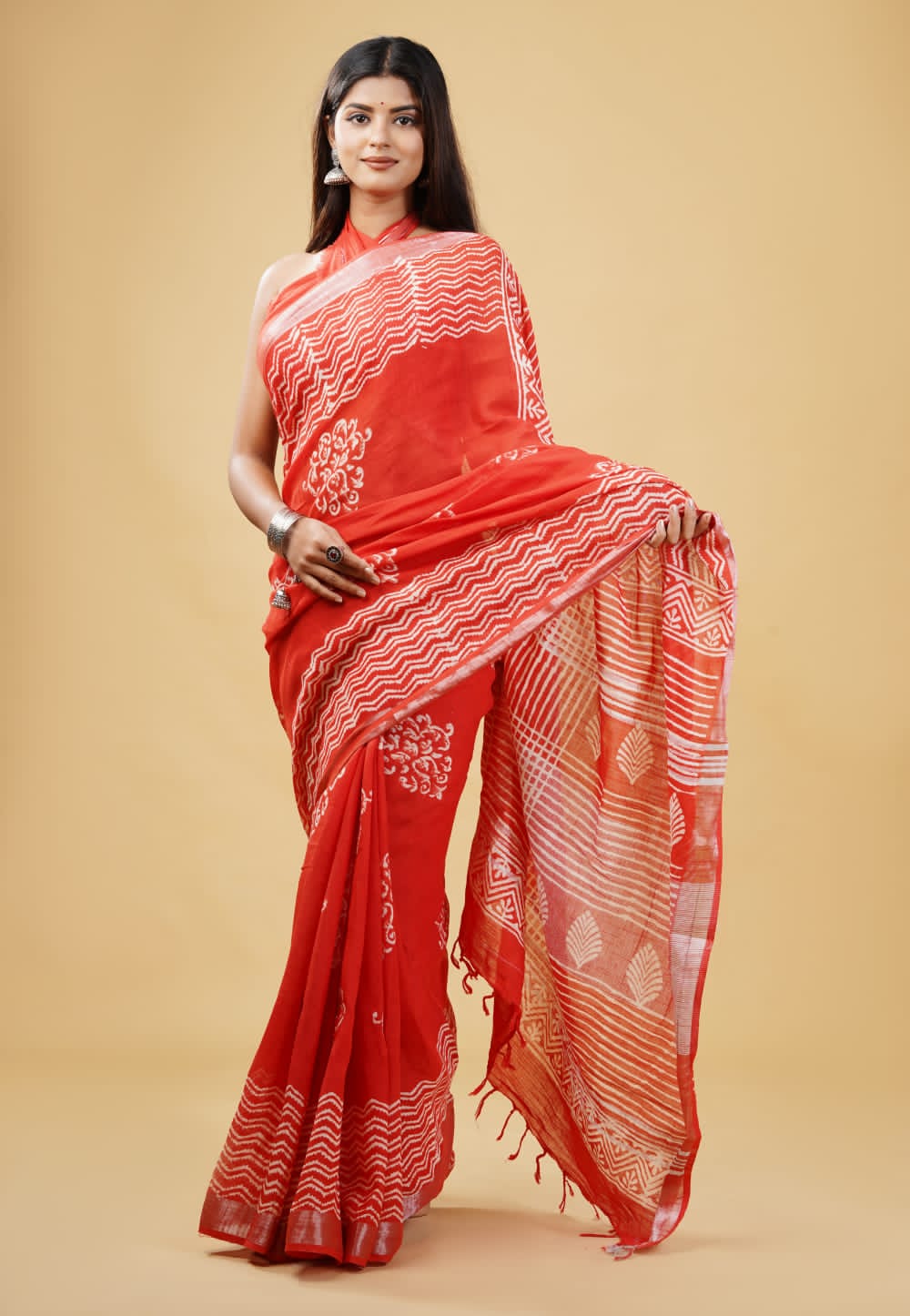 khadi ghicha Saree with running blouse