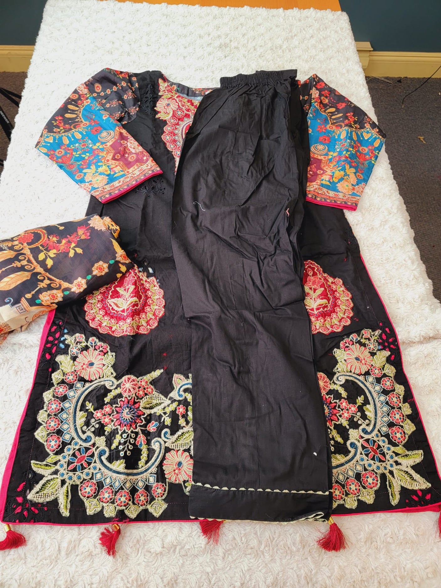 Pakistani lawn stitched Embroidered Suit Ready To Ship