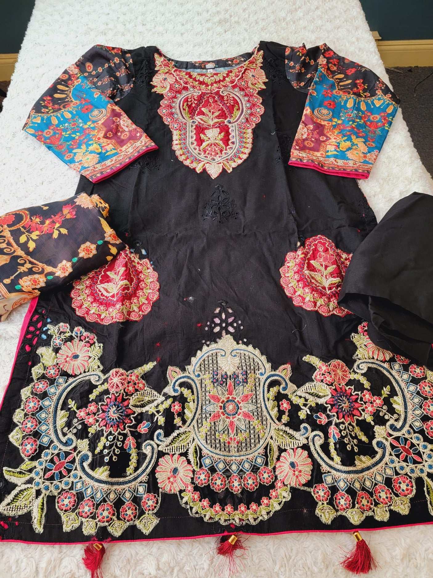 Pakistani lawn stitched Embroidered Suit Ready To Ship