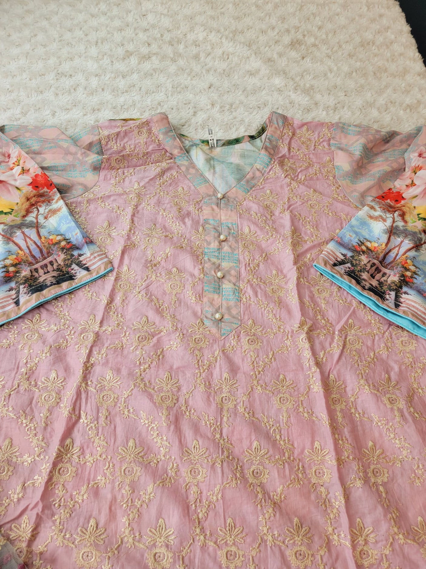 Pakistani lawn stitched Embroidered Suit Ready To Ship