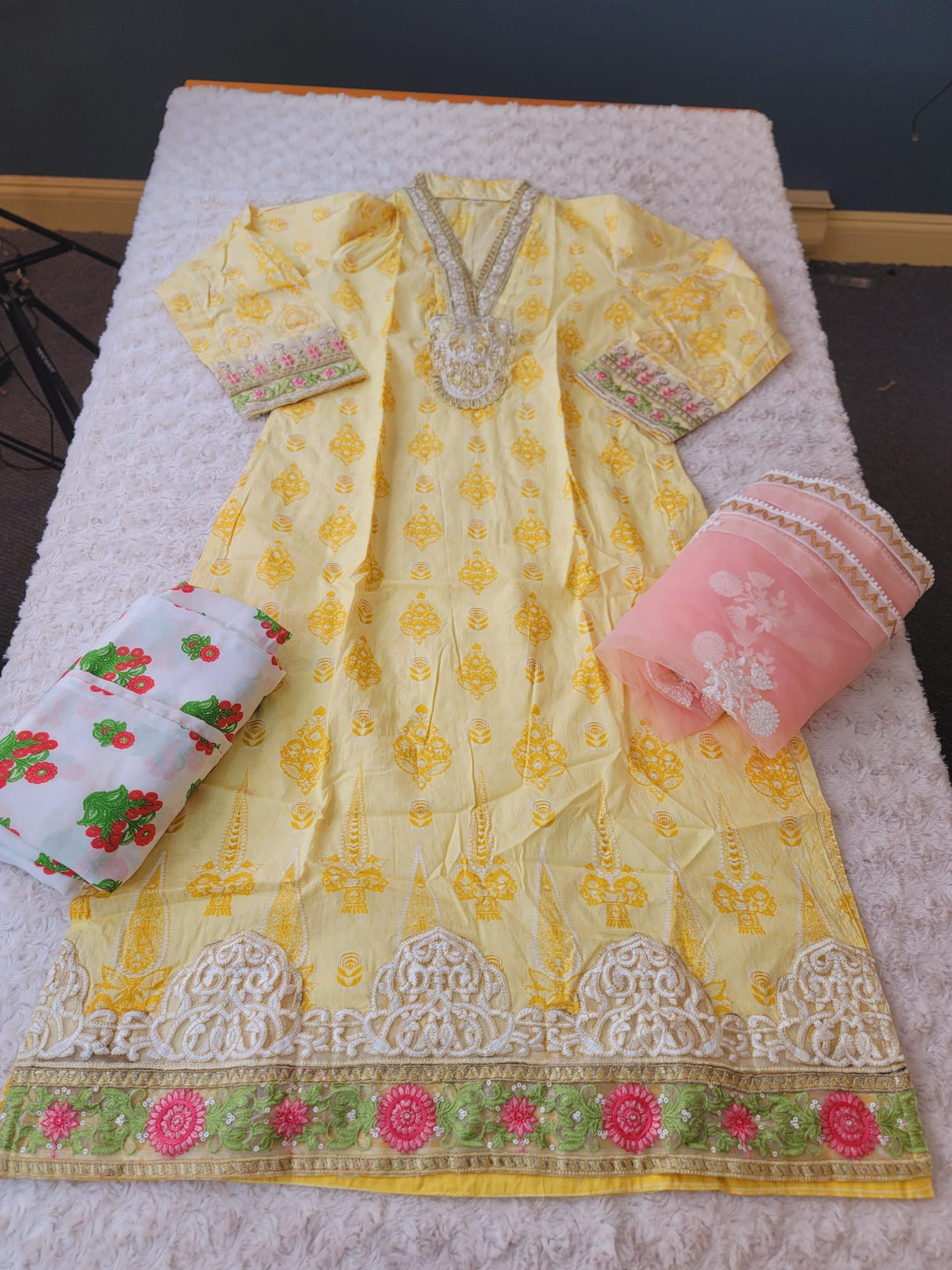 Indian Cotton Embroidered Suit Ready To Ship